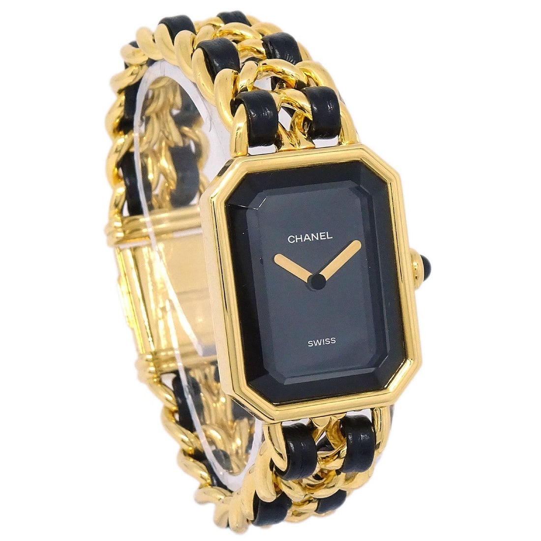 CHANEL Premiere #S Women's Quartz Wristwatch Swiss Made Gold Plated: CHANEL Premiere #S Women's Quartz Wristwatch Swiss Made Gold Plated Chanel Premiere women's wristwatch with a quartz movement and analog display. It features a black gold case, black gold dial, and bl