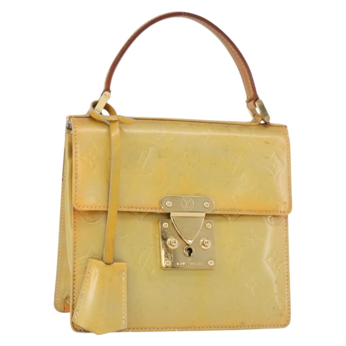 Louis Vuitton Spring Street Monogram Vernis Patent Leather Bag Gris M91029: Louis Vuitton Spring Street Monogram Vernis Patent Leather Bag Gris M91029 Louis Vuitton Spring Street handbag in Gris Monogram Vernis patent leather. This women's handbag includes two keys and a cloc