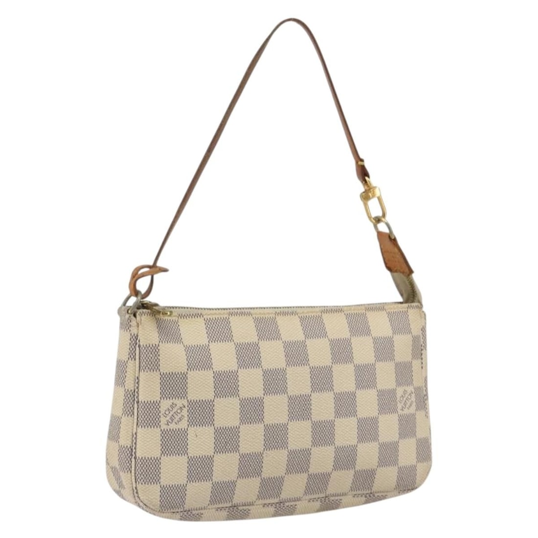 Louis Vuitton N51986 Pochette Accessoires Damier Azur Canvas Pouch: Louis Vuitton N51986 Pochette Accessoires Damier Azur Canvas Pouch Louis Vuitton Pochette Accessoires pouch in Damier Azur canvas. This women's pouch is made in Spain and is offered in heavily used co