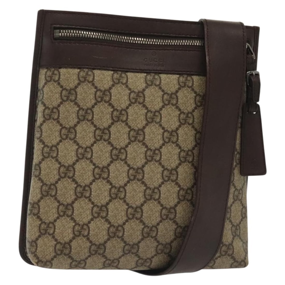 GUCCI 92562 GG Supreme PVC Leather Shoulder Bag Beige Silver: GUCCI 92562 GG Supreme PVC Leather Shoulder Bag Beige Silver Gucci GG Supreme shoulder bag made in Italy, crafted from PVC leather and GG canvas in beige and silver. It features a shoulder strap with 