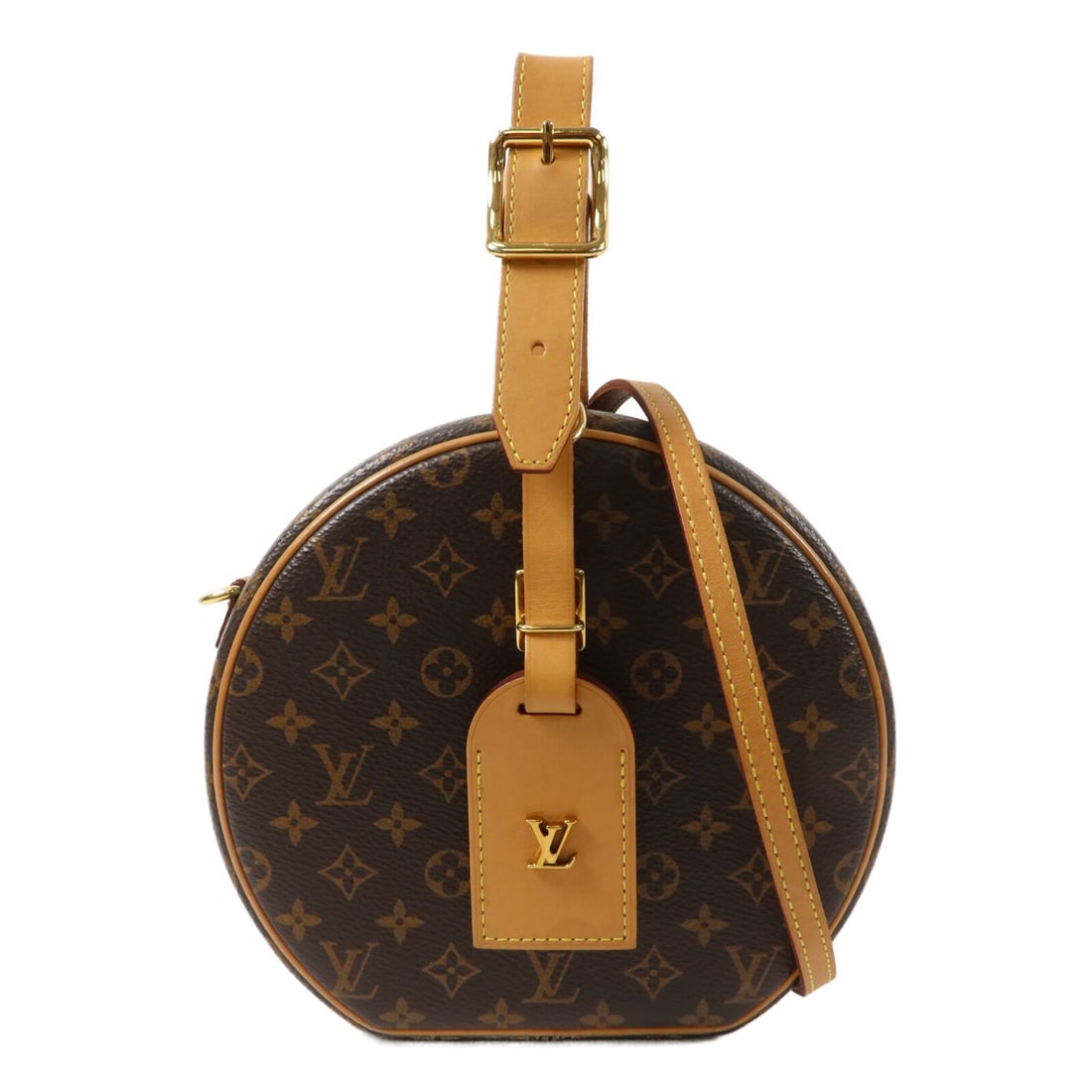Louis Vuitton Petite Boite Chapeau Monogram 2 Way Bag M43514: Louis Vuitton Petite Boite Chapeau Monogram 2 Way Bag M43514 Louis Vuitton Petite Boite Chapeau 2-way shoulder bag in Monogram PVC coated canvas with a brown exterior. This women's bag features an ope
