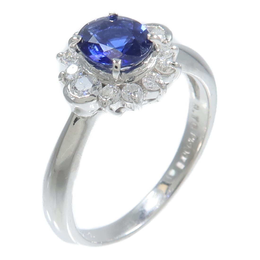 Pt900 Platinum Sapphire Diamond Ring US 6 0.76ct 0.32ct (1 of 8)
