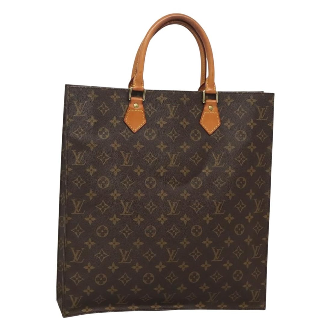 Louis Vuitton M51140 Sac Plat Monogram Canvas Tote Bag: Louis Vuitton M51140 Sac Plat Monogram Canvas Tote Bag Louis Vuitton Sac Plat handbag in Monogram canvas with a structured tote-style silhouette. Made in France, this women's bag shows heavy use with 