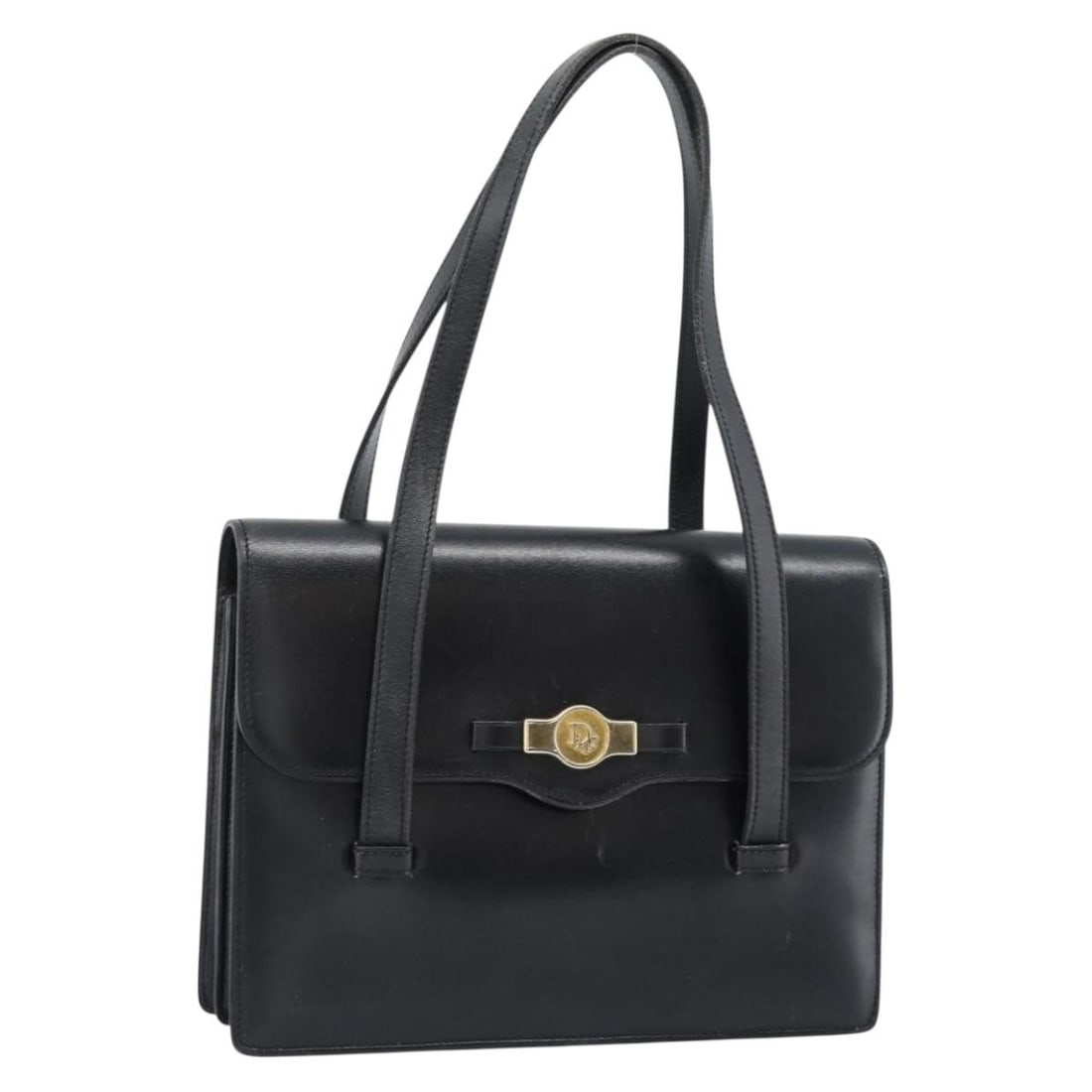 Christian Dior black leather handbag gold tone made in France: Christian Dior black leather handbag gold tone made in France Christian Dior leather handbag in black with gold-tone accents, made in France. This women's handbag is sold as photographed and does not 
