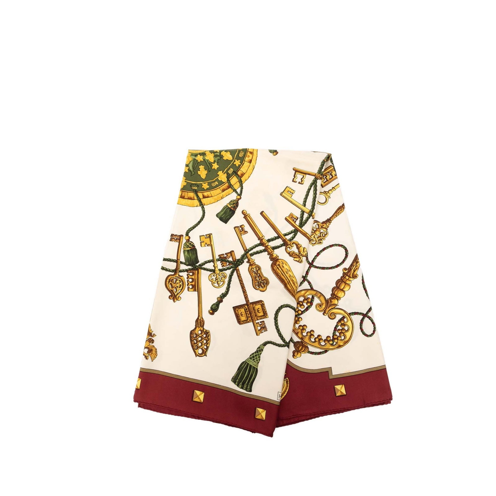 Hermes Les Cles 90 Silk Scarf White (1 of 7)