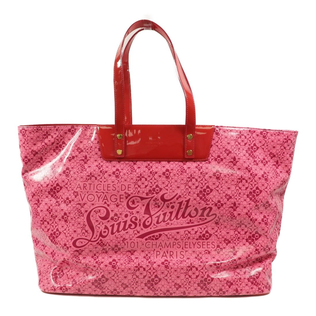 Louis Vuitton Cosmic Blossom GM Red Coated Canvas Tote: Louis Vuitton Cosmic Blossom GM Red Coated Canvas Tote Louis Vuitton Cosmic Blossom GM tote bag in red PVC coated canvas. This women's tote features an open interior with two inside open pockets and o