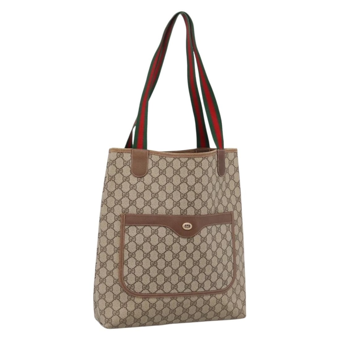 Gucci Sherry Line GG Supreme PVC Leather Tote 40 02 003 Beige: Gucci Sherry Line GG Supreme PVC Leather Tote 40 02 003 Beige Authentic Gucci GG Supreme Web Sherry Line tote bag in beige PVC leather with gold-tone accents. This women's tote is made in Italy and fe