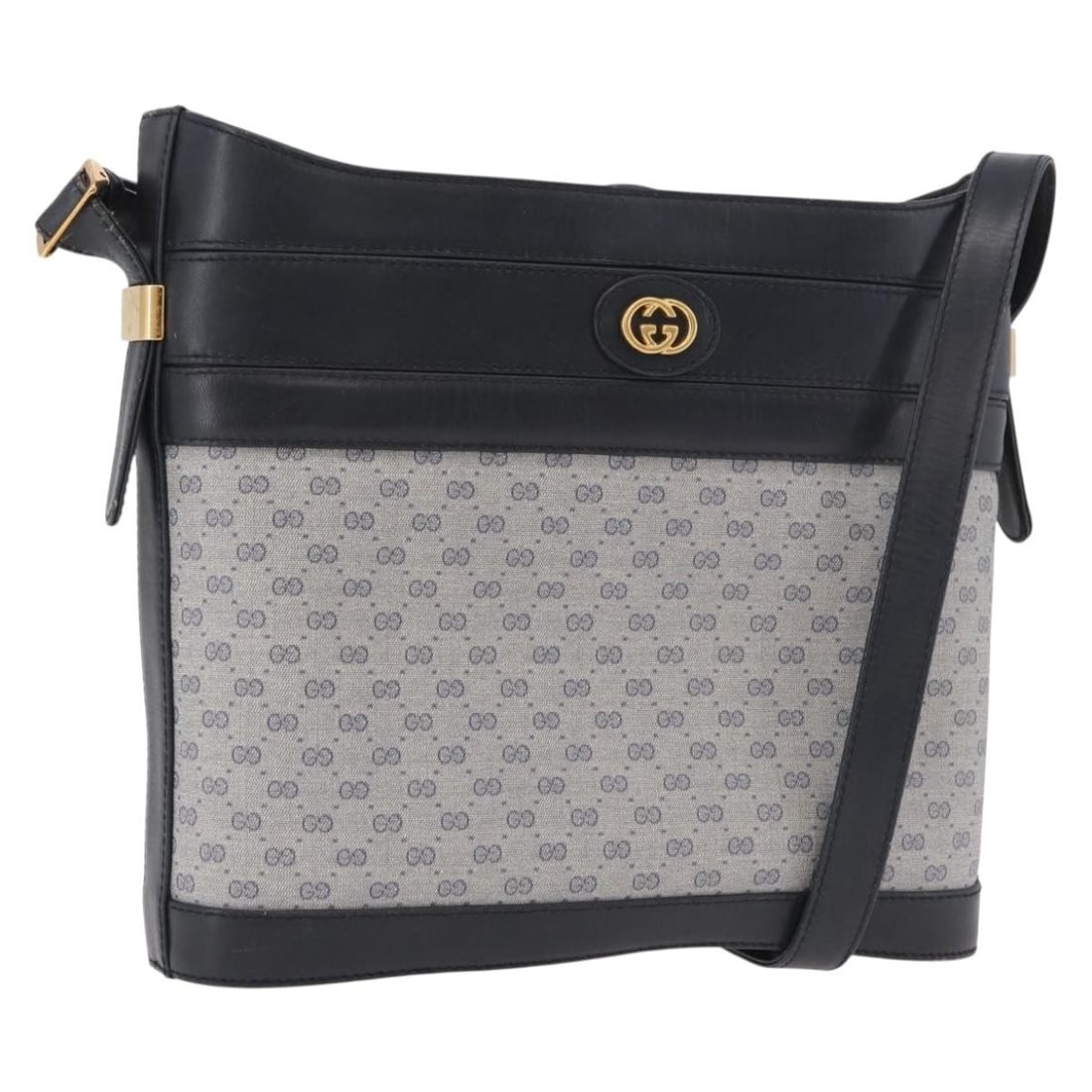Gucci Micro GG Supreme Navy Gold Shoulder Bag: Gucci Micro GG Supreme Navy Gold Shoulder Bag This GUCCI Micro GG Supreme shoulder bag features a navy and gold color scheme and is crafted from PVC leather with micro small GG canvas detailing. Desig