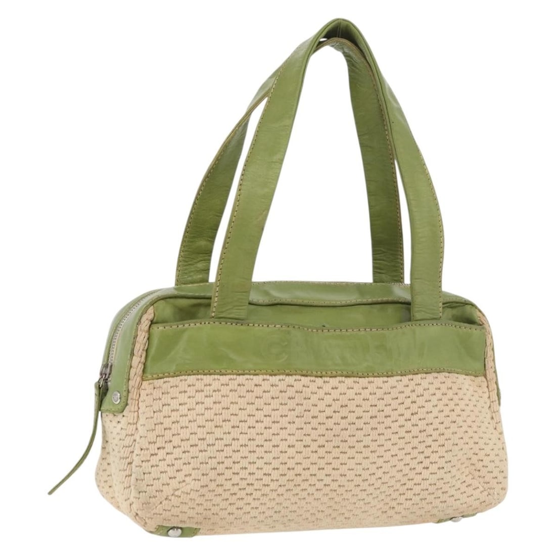 Beige Cotton Hand Bag by CHANEL CC Italy: Beige Cotton Hand Bag by CHANEL CC Italy Beige CHANEL hand bag made of cotton, made in Italy. The bag measures approximately W28 cm x H15 cm x D9 cm, with an approximate handle drop of 21 cm. It is a 