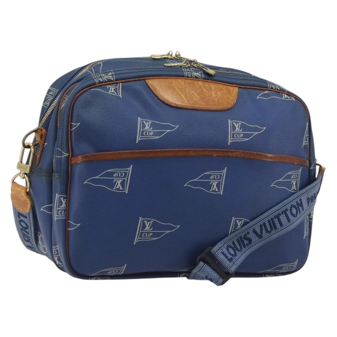 Louis Vuitton M80008 LV Cup Sac Cowes Blue Coated Canvas Shoulder Bag: Louis Vuitton M80008 LV Cup Sac Cowes Blue Coated Canvas Shoulder Bag Louis Vuitton LV Cup Sac Cowes shoulder bag in blue coated canvas. This women's bag is made in France and is offered without the o