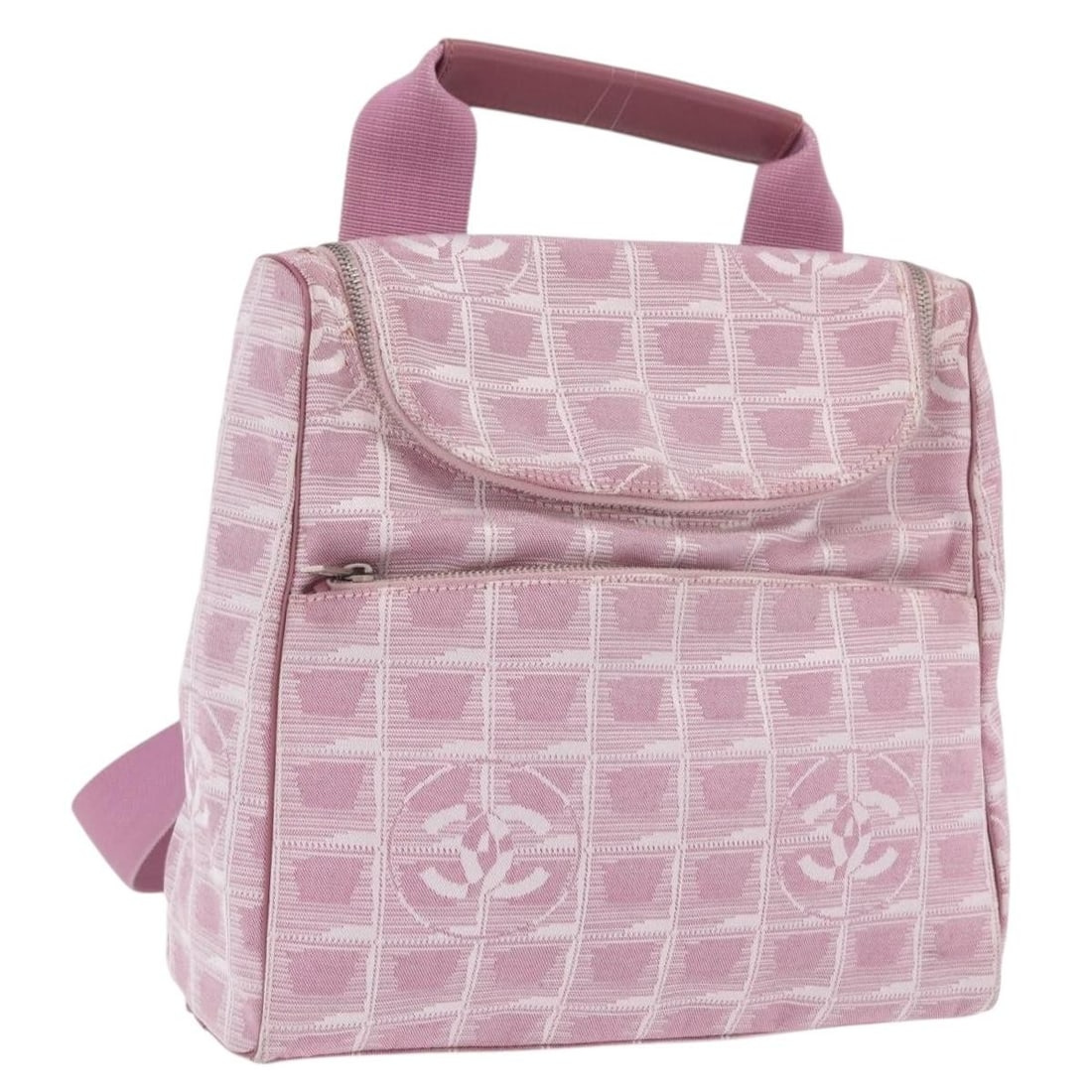 CHANEL New Travel Line Canvas 2way Backpack Pink Silver: CHANEL New Travel Line Canvas 2way Backpack Pink Silver CHANEL New Travel Line 2-way backpack in pink and silver canvas. This women's backpack is made in Italy and includes the guarantee card. Conditi