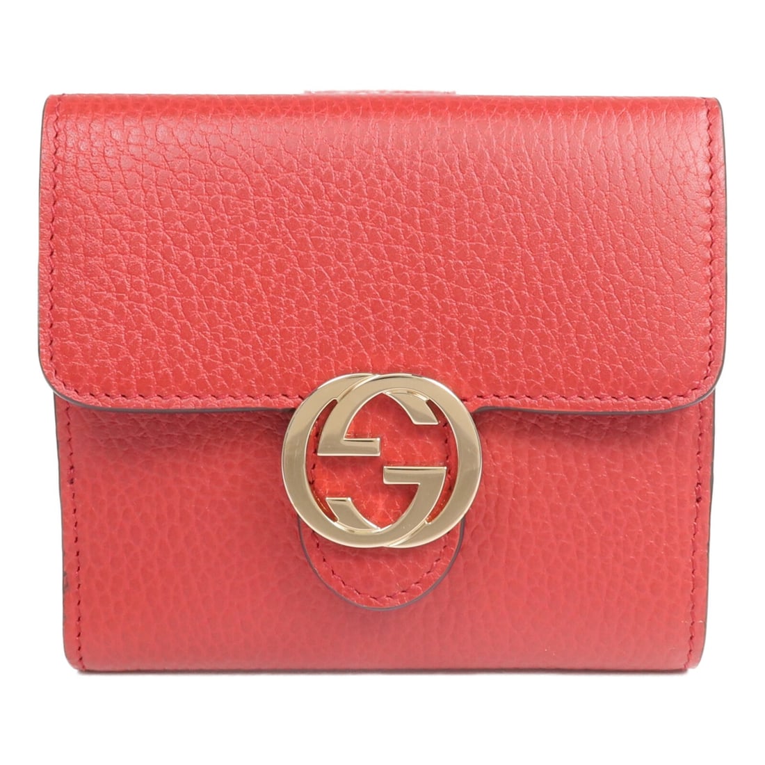 GUCCI 598167 GG bi fold wallet red calfskin leather (1 of 8)