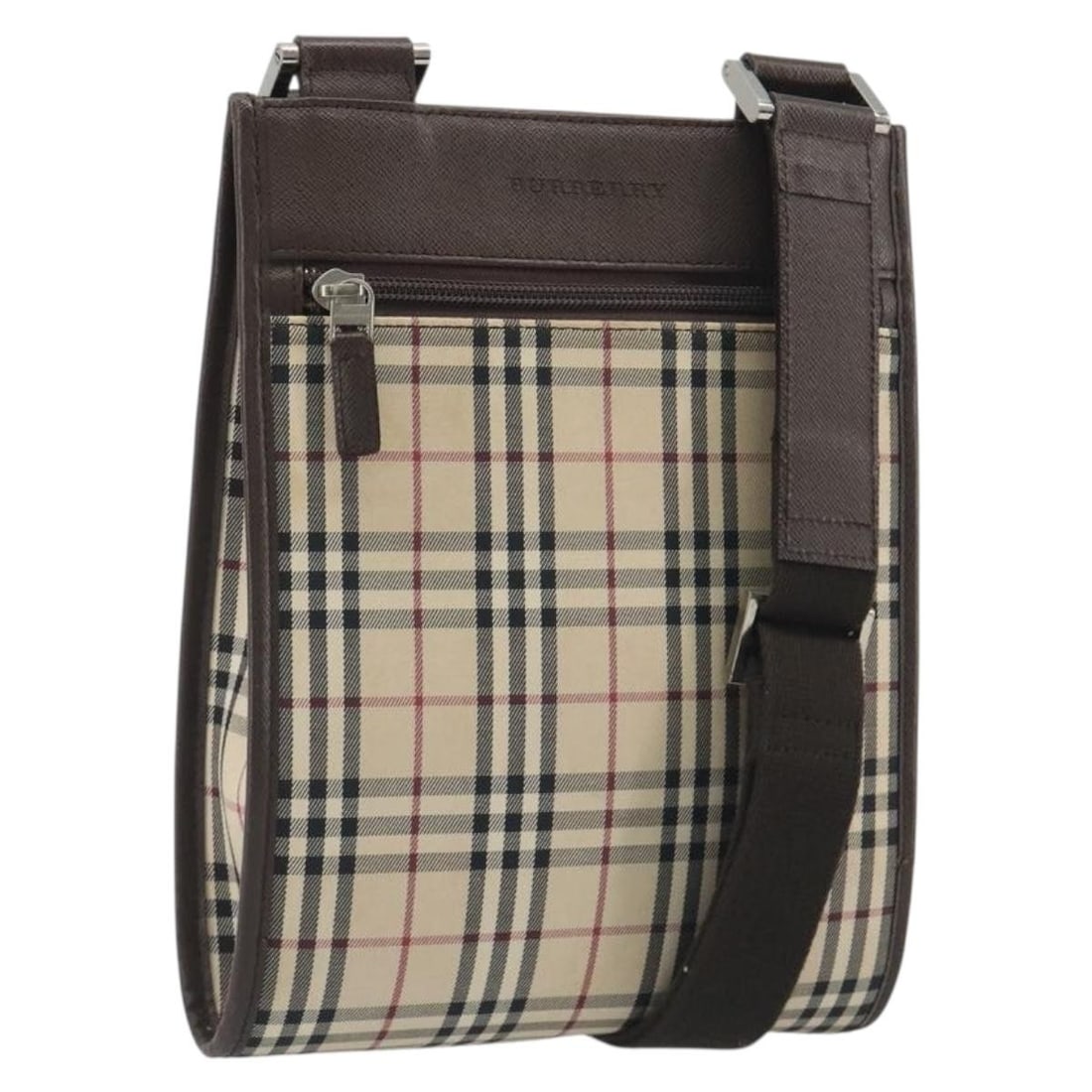 Burberry Nova Check Canvas Shoulder Bag Beige Silver Tone: Burberry Nova Check Canvas Shoulder Bag Beige Silver Tone Authentic Burberry Nova Check shoulder bag in beige and silver canvas. This women's shoulder bag is made in Italy and comes only with the item