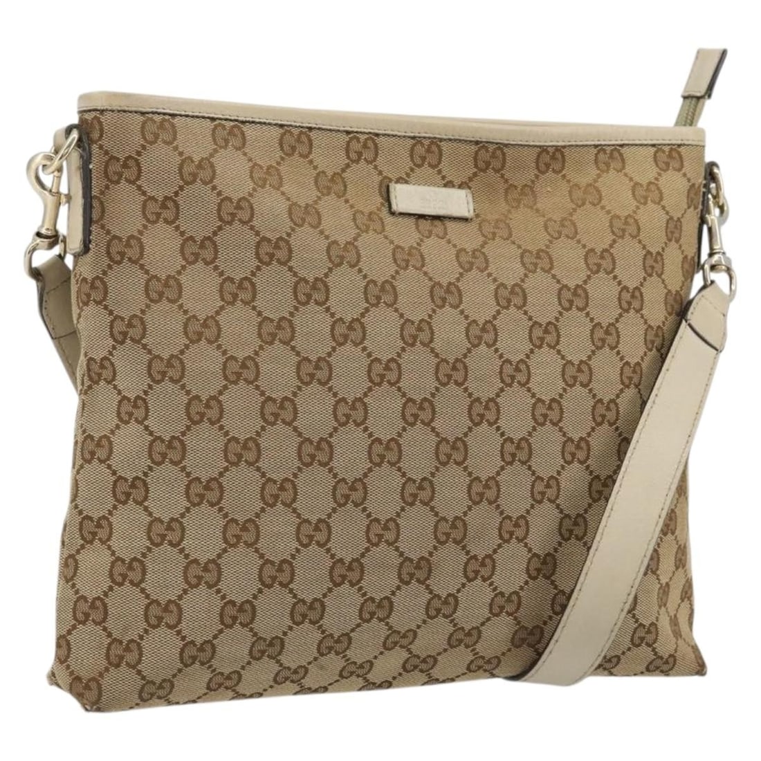 Gucci GG Canvas Beige Gold Shoulder Bag 388924 Italy: Gucci GG Canvas Beige Gold Shoulder Bag 388924 Italy This GUCCI GG Canvas shoulder bag features a beige and gold color scheme and is crafted from the iconic GG Canvas material. Designed for women, the