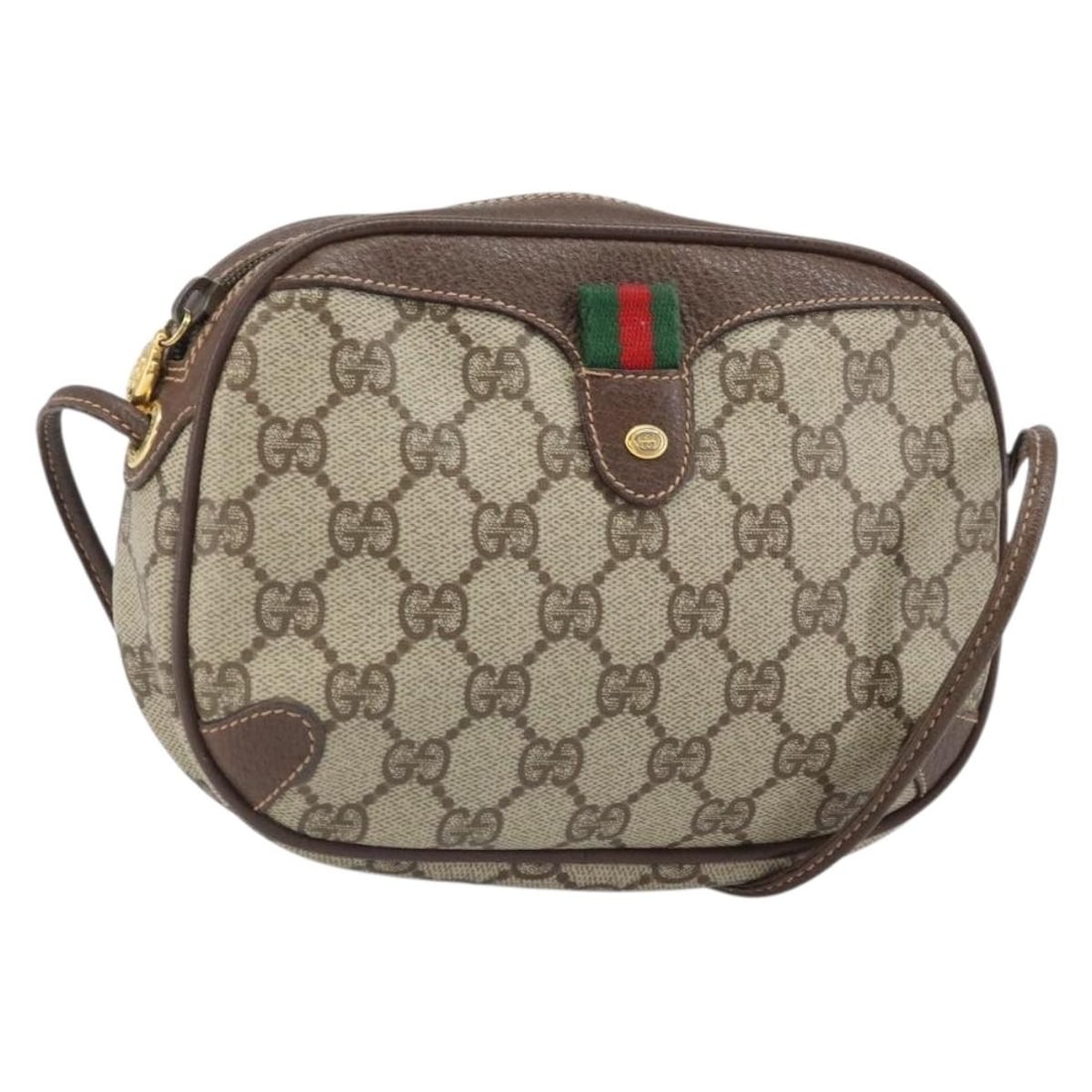 Gucci Sherry Line Shoulder Bag GG Supreme PVC Beige Gold: Gucci Sherry Line Shoulder Bag GG Supreme PVC Beige Gold Gucci GG Supreme Web Sherry Line shoulder bag in beige and gold PVC leather with GG canvas. Made in Italy, this women's bag features a compact 