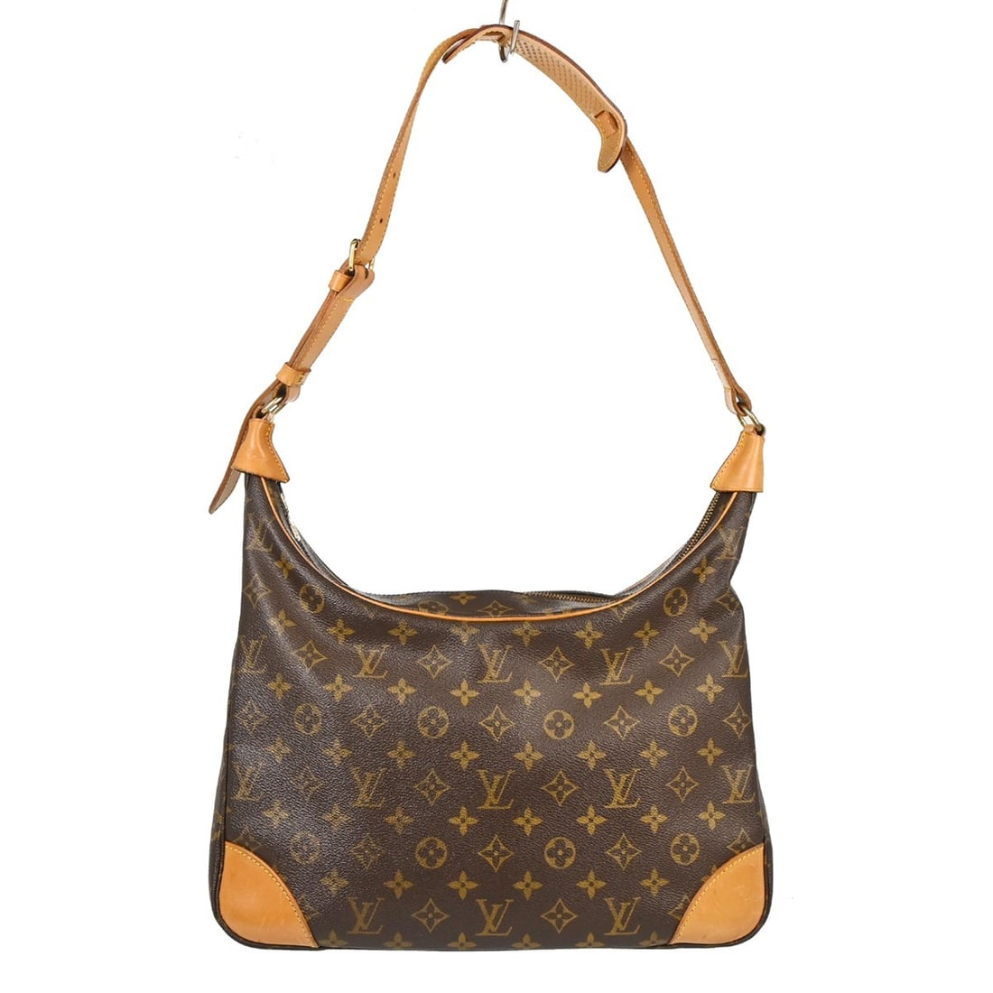 Louis Vuitton Boulogne 35 Monogram Canvas Shoulder Bag M51260: Louis Vuitton Boulogne 35 Monogram Canvas Shoulder Bag M51260 Vintage Louis Vuitton Boulogne 35 shoulder bag in Monogram canvas with leather trim and a zip closure. This women's bag shows visible wear