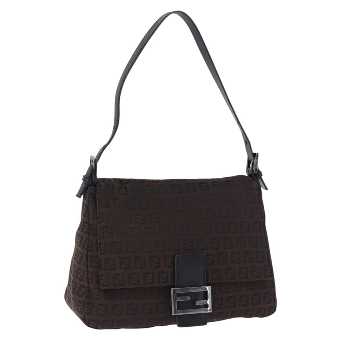 Fendi Mamma Baguette Brown Silver Zucchino Canvas Shoulder Bag: Fendi Mamma Baguette Brown Silver Zucchino Canvas Shoulder Bag Authentic FENDI Mamma Baguette shoulder bag crafted in brown and silver Zucchino canvas. This women's bag includes a dust bag and shows r