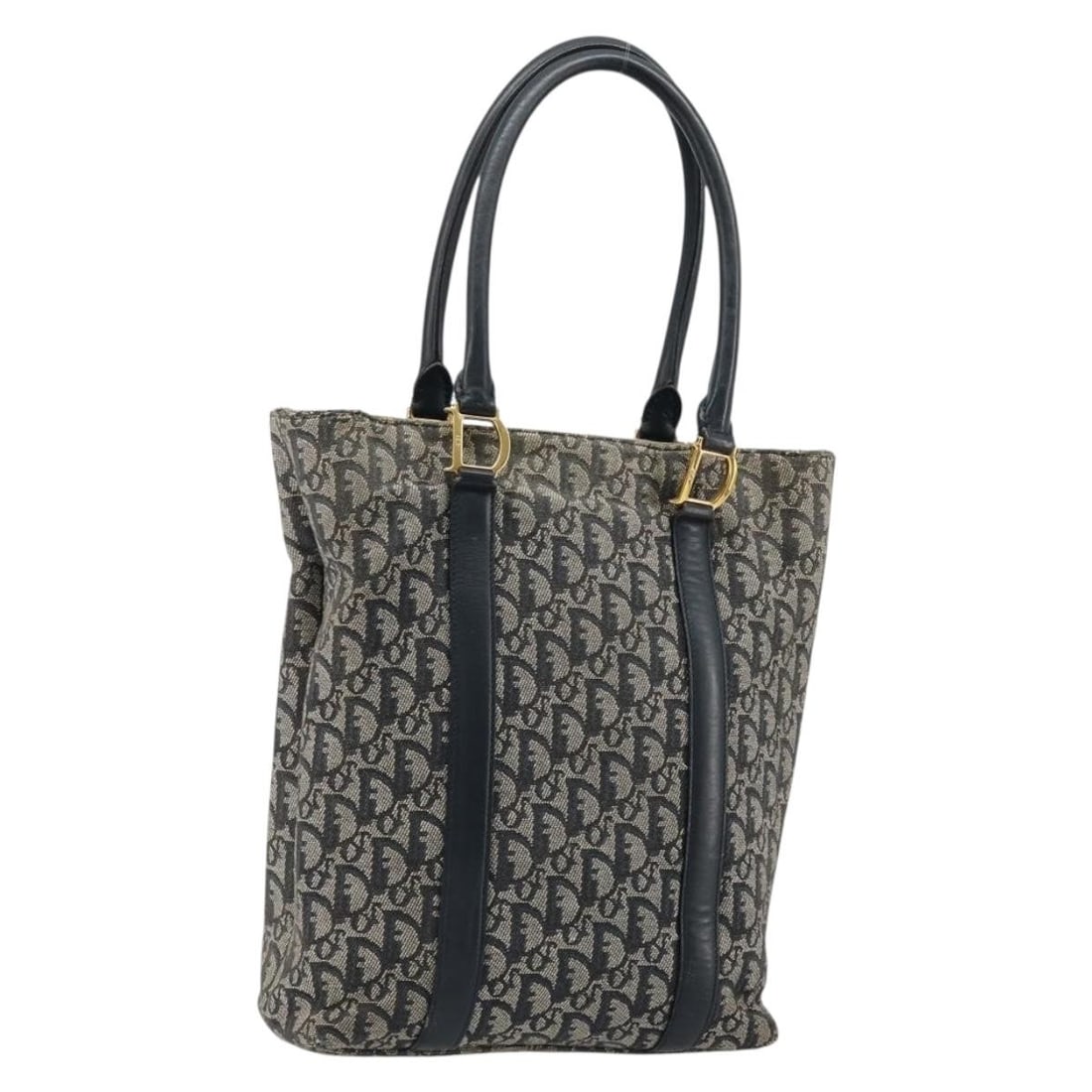 Christian Dior Navy Gold Trotter Canvas Tote Bag Italy: Christian Dior Navy Gold Trotter Canvas Tote Bag Italy Authentic Christian Dior tote bag in navy and gold Trotter canvas, made in Italy. This women's bag is offered with only the item shown in the pho