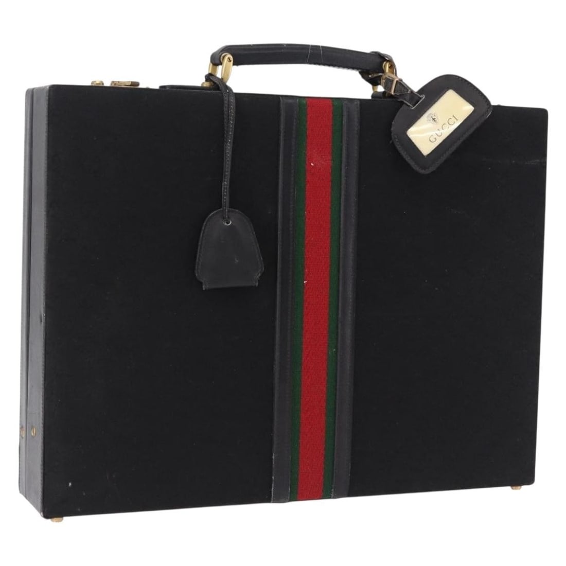 Gucci Trunk Bag in Black GG Canvas with Gold Tone Hardware: Gucci Trunk Bag in Black GG Canvas with Gold Tone Hardware Authentic Gucci trunk in black GG canvas with gold-tone accents. Made in Italy, this women's bag includes two keys, a clochette, and a name t