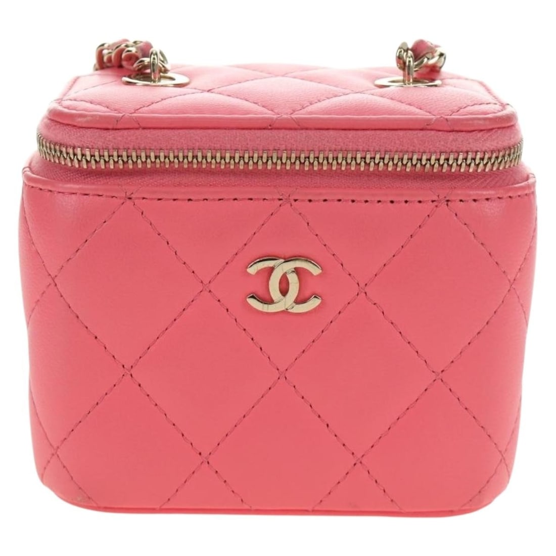 Chanel Classic Vanity Case Chain Bag Pink Leather (1 of 18)