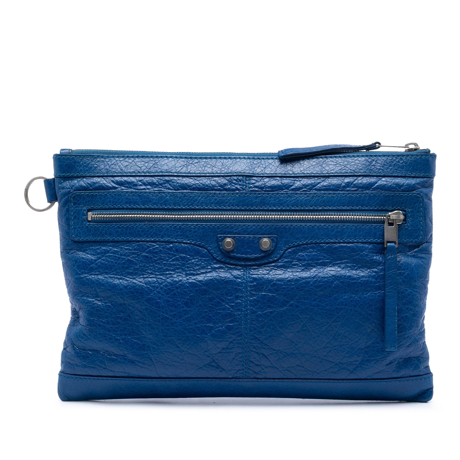 Balenciaga Classic Clip M Lambskin Motocross Clutch Blue (1 of 6)
