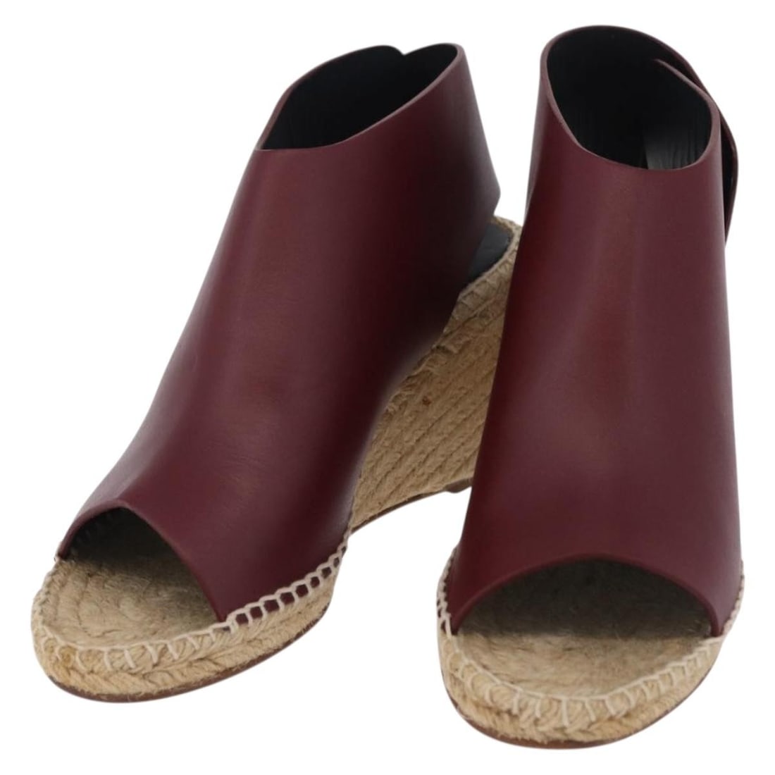 CELINE EU 37 wedge sandals beige bordeaux with dust bag: CELINE EU 37 wedge sandals beige bordeaux with dust bag Authentic CELINE wedge sole sandals in beige and bordeaux. This women's pair comes with a dust bag and is made in Spain. Condition is rated A, w