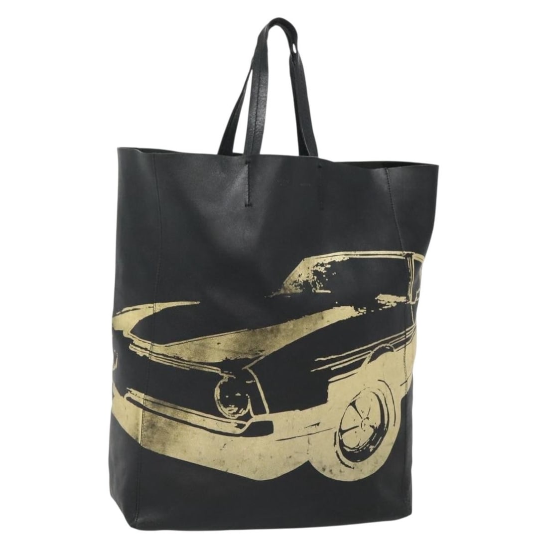 CELINE Vertical Cabas Mustang Print Leather Tote in Black Gold (1 of 18)