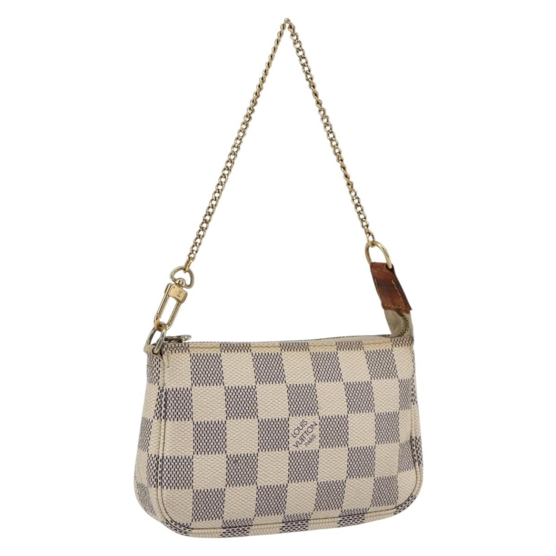 Louis Vuitton Damier Azur Mini Pochette Accessory Canvas Pouch N63005: Louis Vuitton Damier Azur Mini Pochette Accessory Canvas Pouch N63005 Louis Vuitton Damier Azur Mini Pochette Accessoires pouch crafted in Damier Azur canvas. This accessory pouch features a compact s
