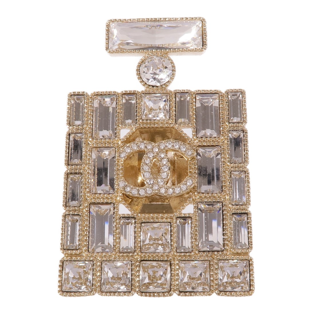 CHANEL CC Gold Tone Metal Brooch with Storage Box (1 of 9)