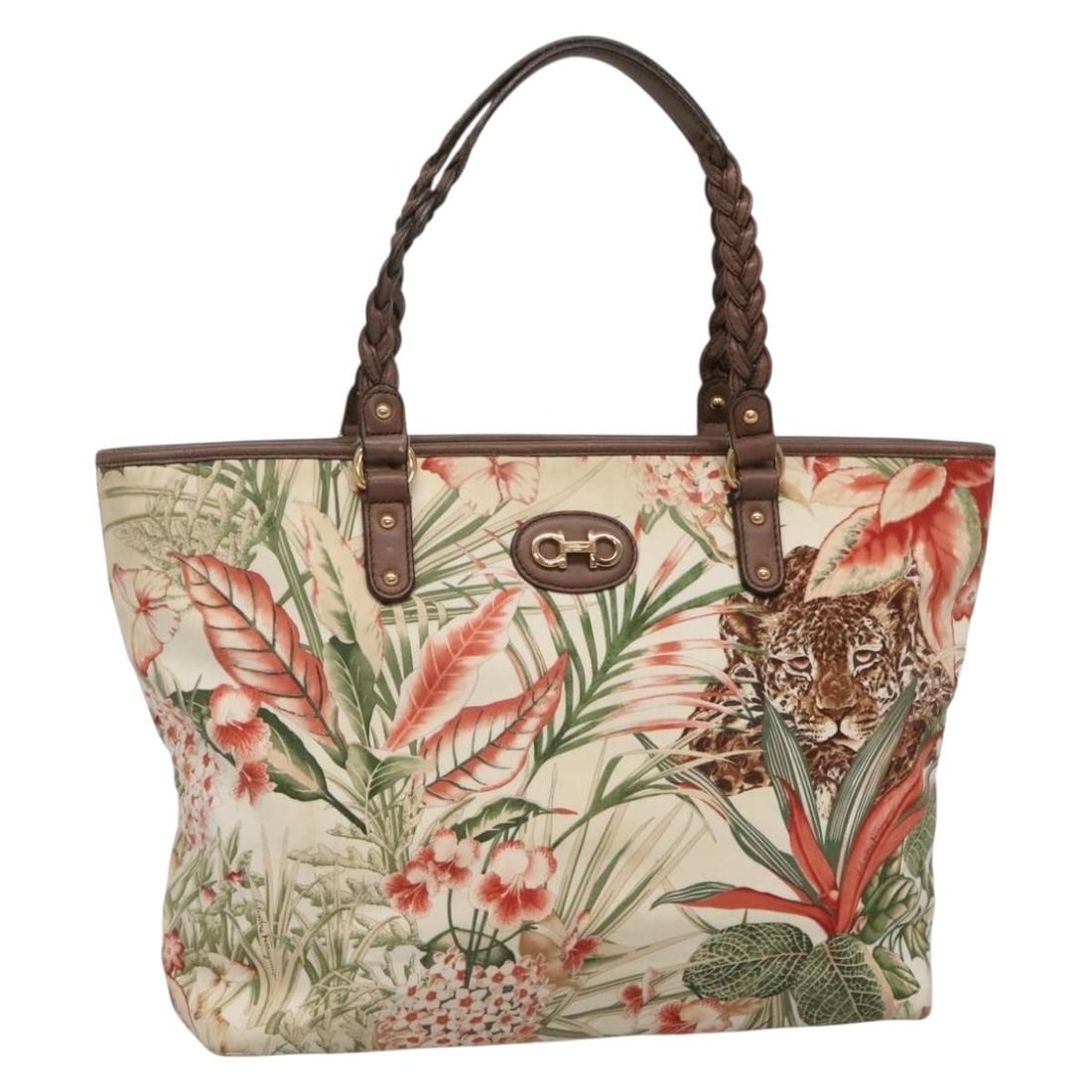 Salvatore Ferragamo Gancini Nylon Tote Bag Multicolor Gold Italy: Salvatore Ferragamo Gancini Nylon Tote Bag Multicolor Gold Italy This Salvatore Ferragamo Gancini tote bag is crafted from multicolor nylon with gold accents. Designed for women, it features a spaciou