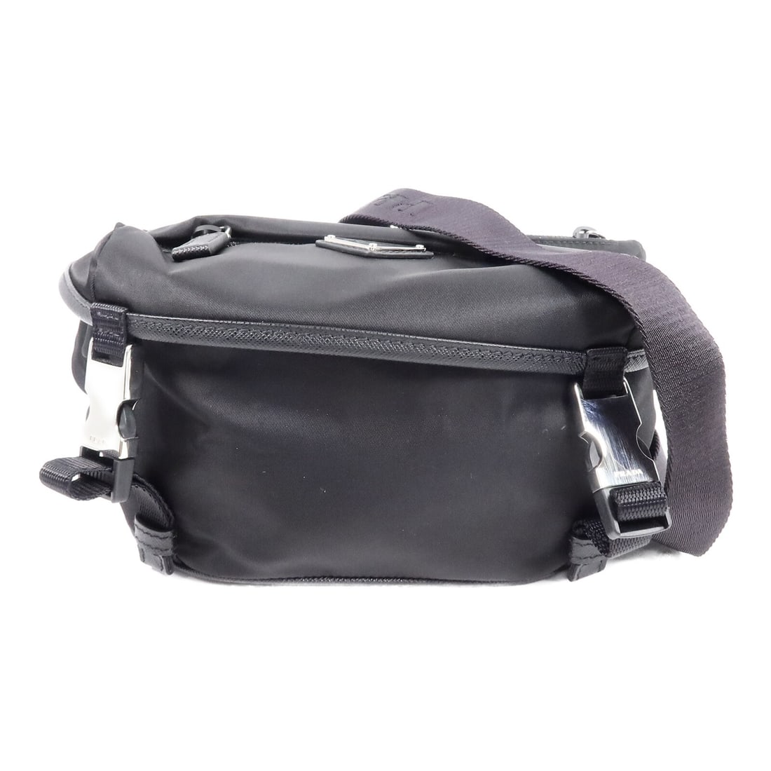 Prada Re-Nyon Black Nylon Shoulder Bag SHW Model 2VH171: Prada Re-Nyon Black Nylon Shoulder Bag SHW Model 2VH171 Prada Re-Nylon shoulder bag in black with silver-tone hardware. This women's shoulder bag is made in Italy and features zip pockets inside and o