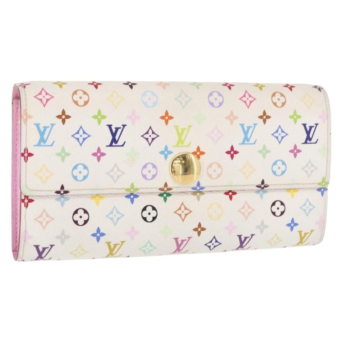 Louis Vuitton M93745 Portefeuille Sarah White Multicolor Canvas Long Wallet: Louis Vuitton M93745 Portefeuille Sarah White Multicolor Canvas Long Wallet Louis Vuitton Portefeuille Sarah long wallet in white Monogram Multicolor canvas. This women's wallet is made in France and 