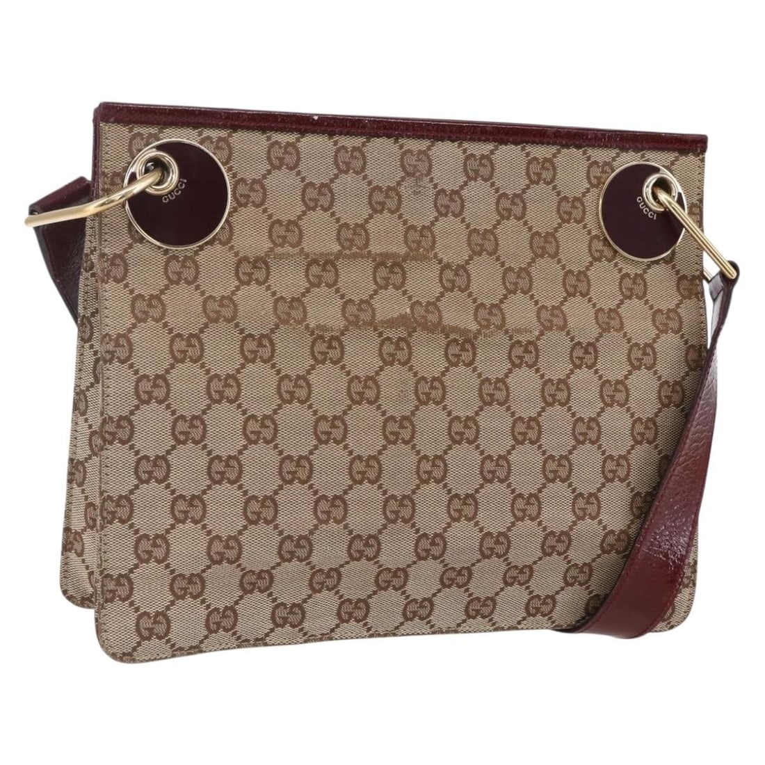 GUCCI GG Canvas Beige Gold Shoulder Bag 120841 Auth Italy: GUCCI GG Canvas Beige Gold Shoulder Bag 120841 Auth Italy This authentic GUCCI GG Canvas Shoulder Bag combines elegance and functionality. Crafted in Italy, it features a classic beige and gold color 