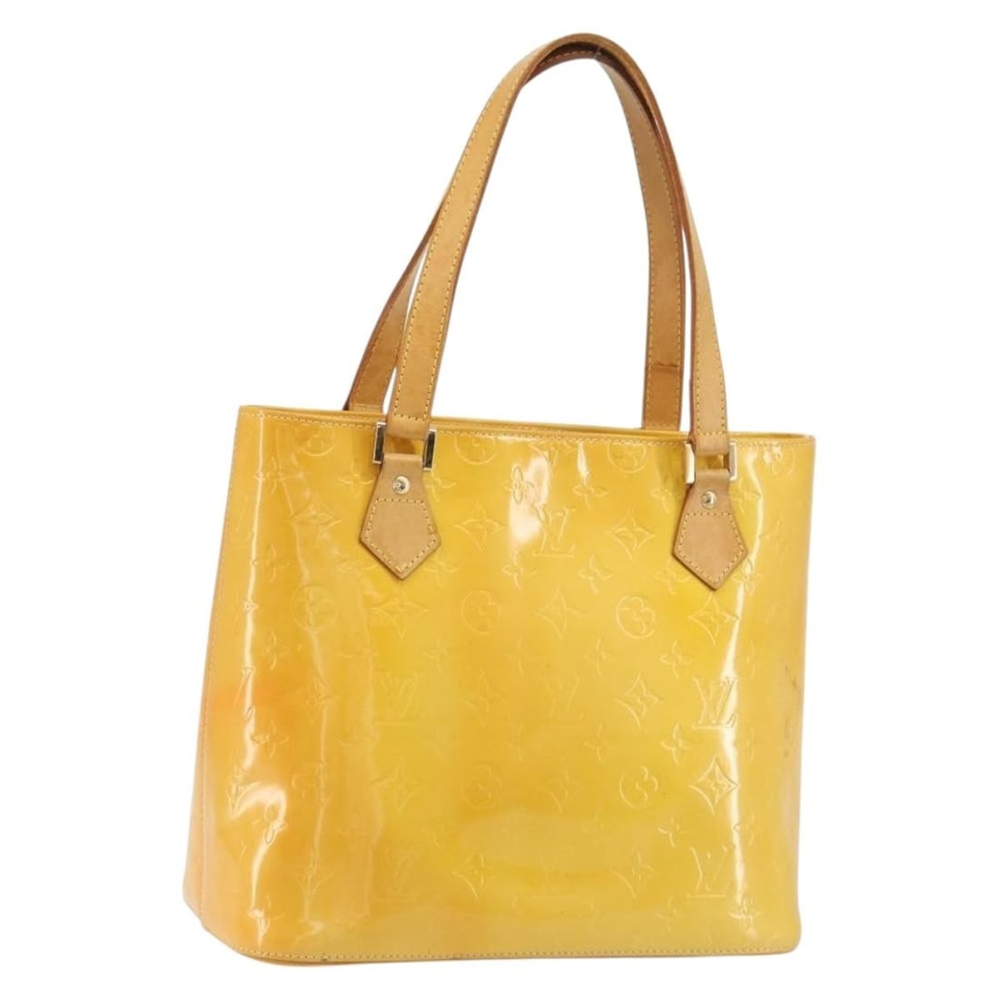 Louis Vuitton Houston M91055 Monogram Vernis Patent Leather Handbag Lime Yellow: Louis Vuitton Houston M91055 Monogram Vernis Patent Leather Handbag Lime Yellow Louis Vuitton Monogram Vernis Houston handbag in lime yellow patent leather. This women's handbag was made in Spain and 