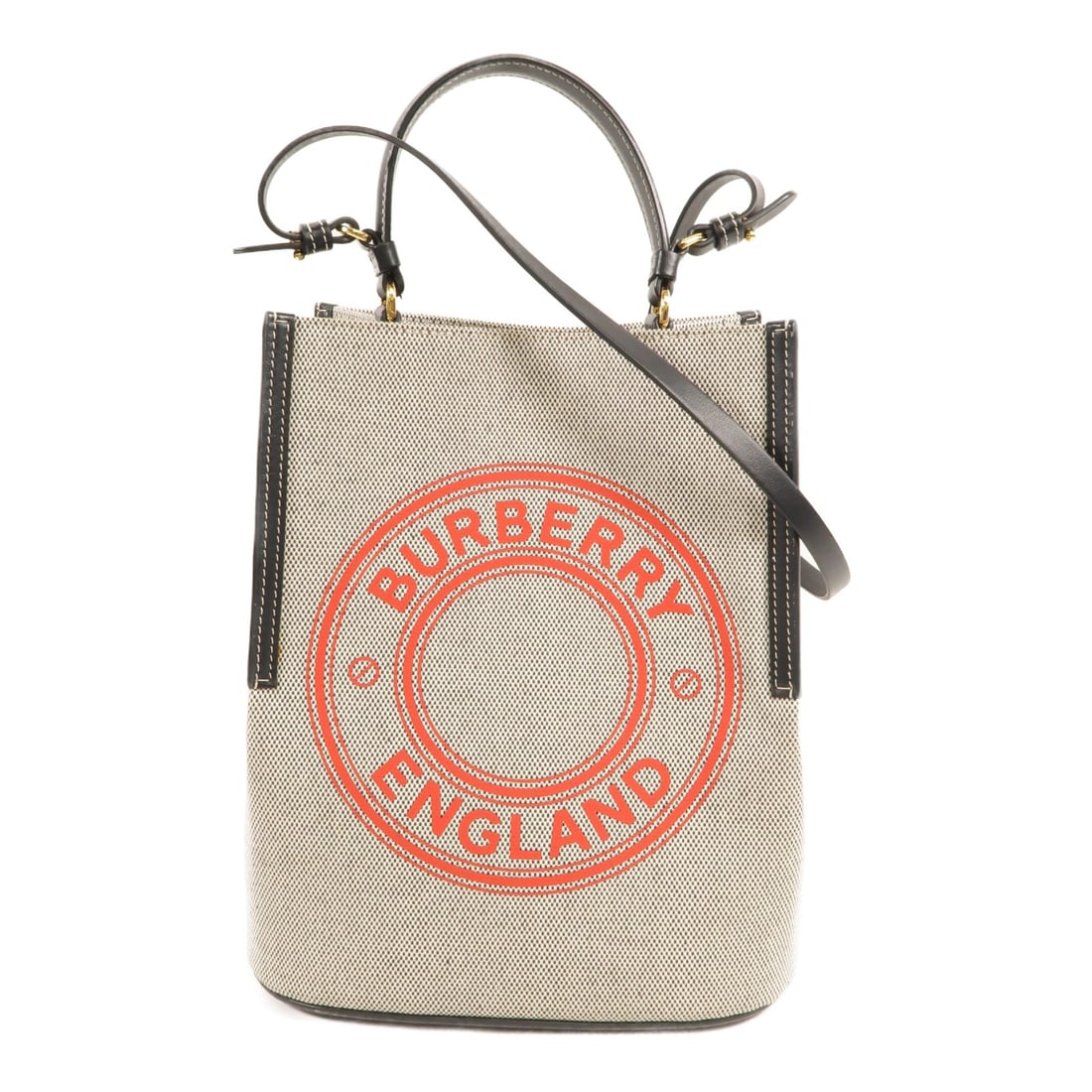 Burberry Peggy Small Bucket Bag Gray Canvas 2way Shoulder (1 of 15)