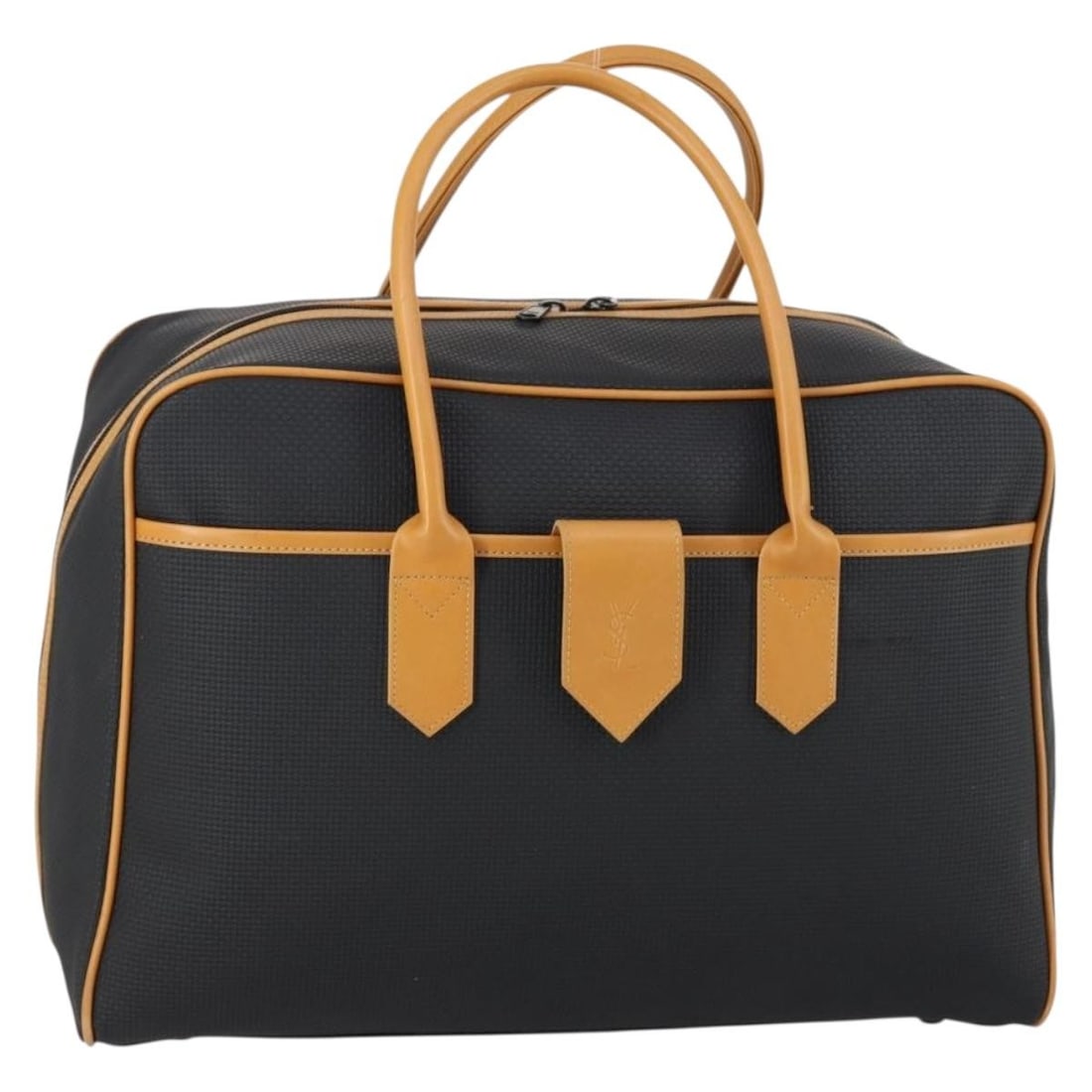 SAINT LAURENT Cassandra Boston Bag PVC Black Brown Gold Authentic (1 of 18)
