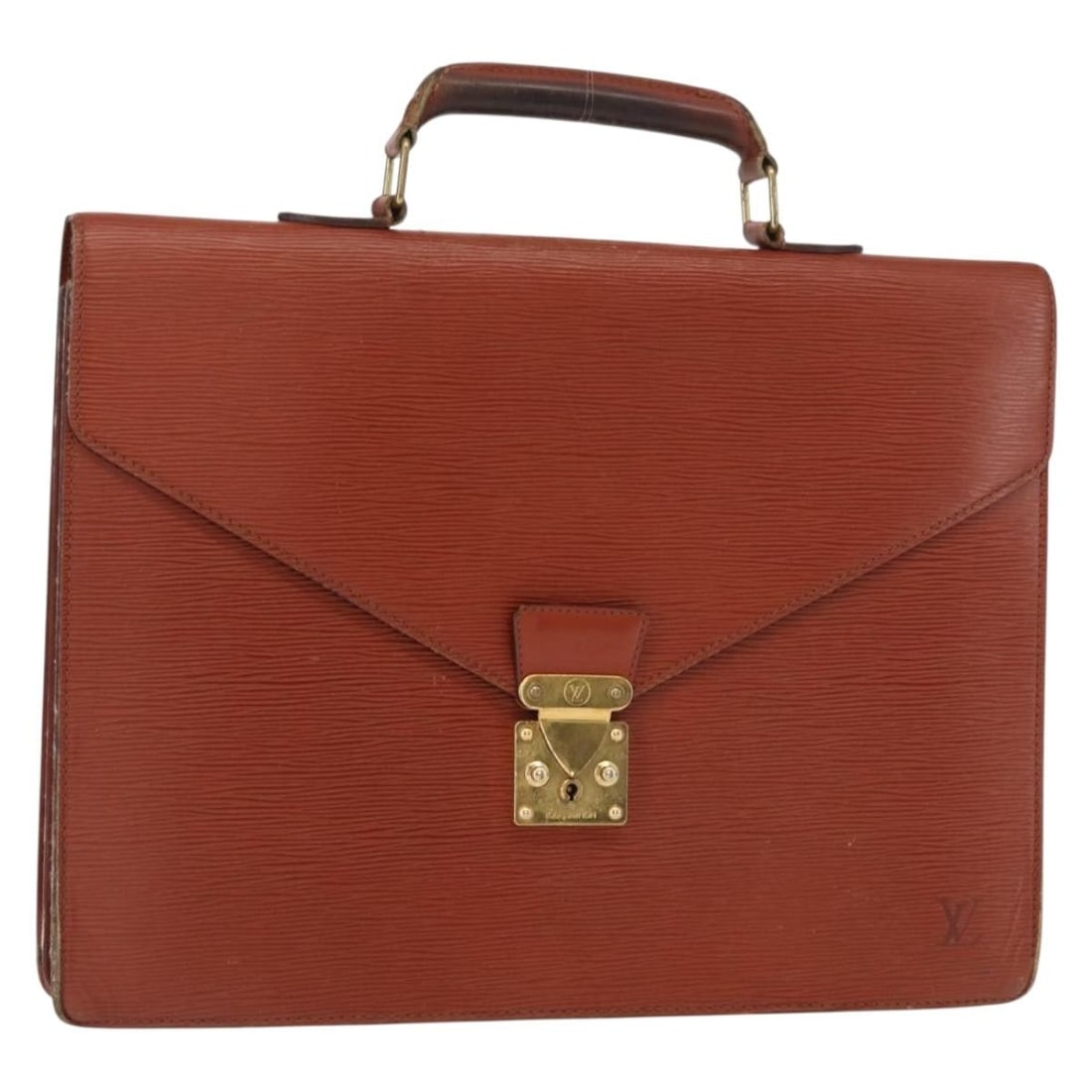 Brown Epi Leather Serviette Conseiller Briefcase by Louis Vuitton M54423: Brown Epi Leather Serviette Conseiller Briefcase by Louis Vuitton M54423 This is a Louis Vuitton Epi Serviette Conseiller briefcase in brown, crafted from Epi leather. The briefcase features a structu