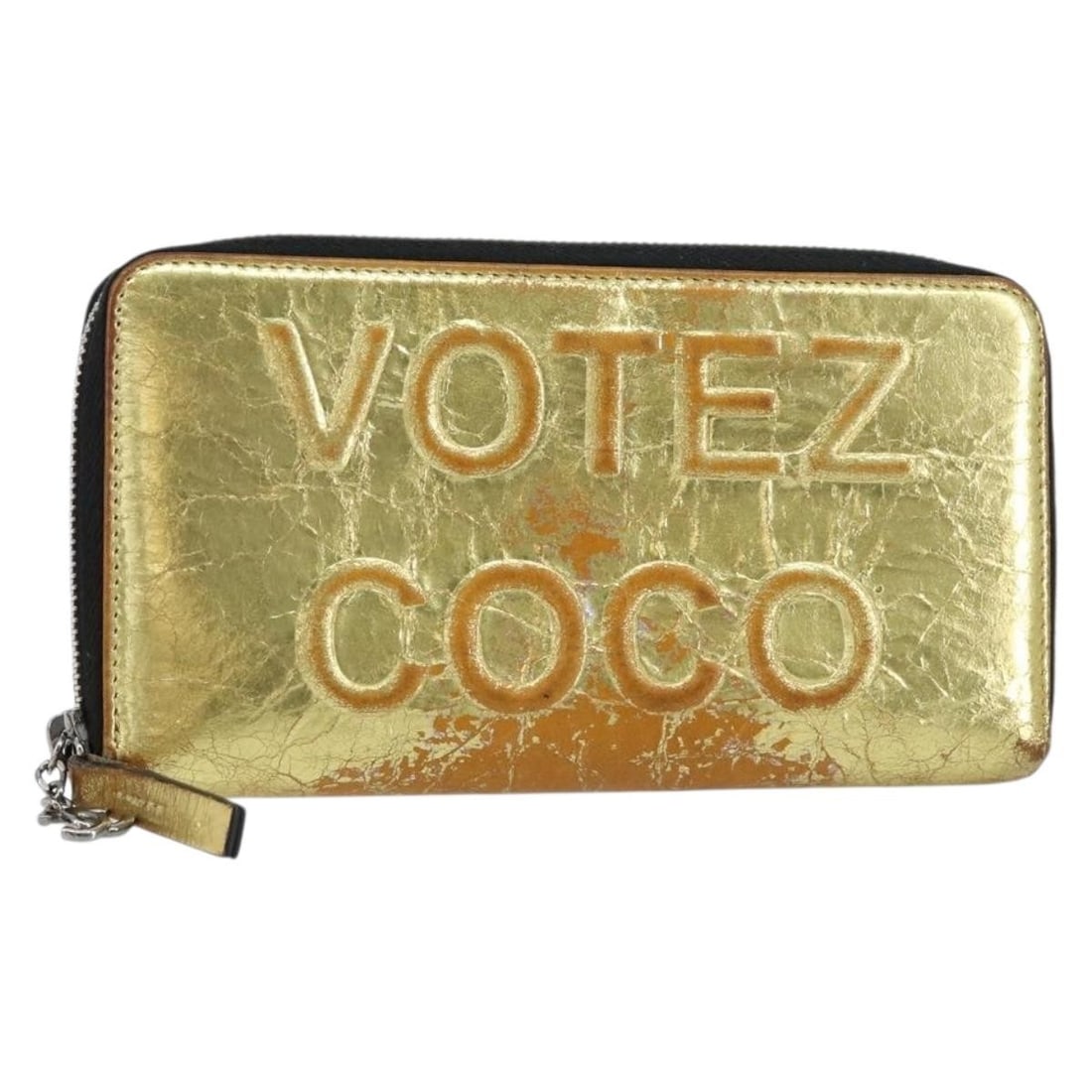 CHANEL Long Wallet Leather Gold Silver Italy Auth 149215: CHANEL Long Wallet Leather Gold Silver Italy Auth 149215 This CHANEL long wallet is a luxurious accessory crafted in Italy from fine leather, featuring a stunning gold and silver exterior. With dimens