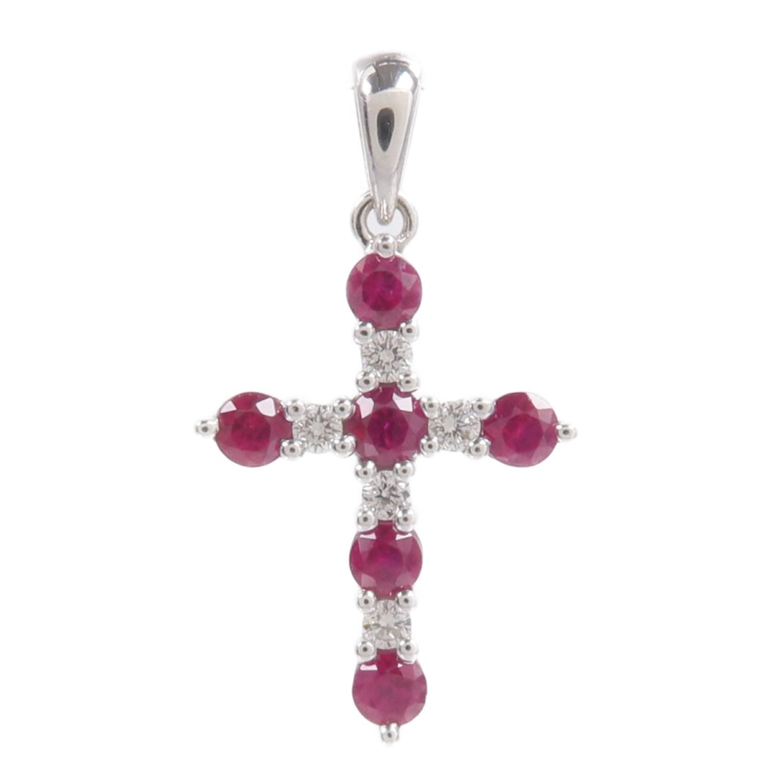 18K White Gold Ruby Diamond Pendant Top 0.51ct 0.09ct (1 of 6)
