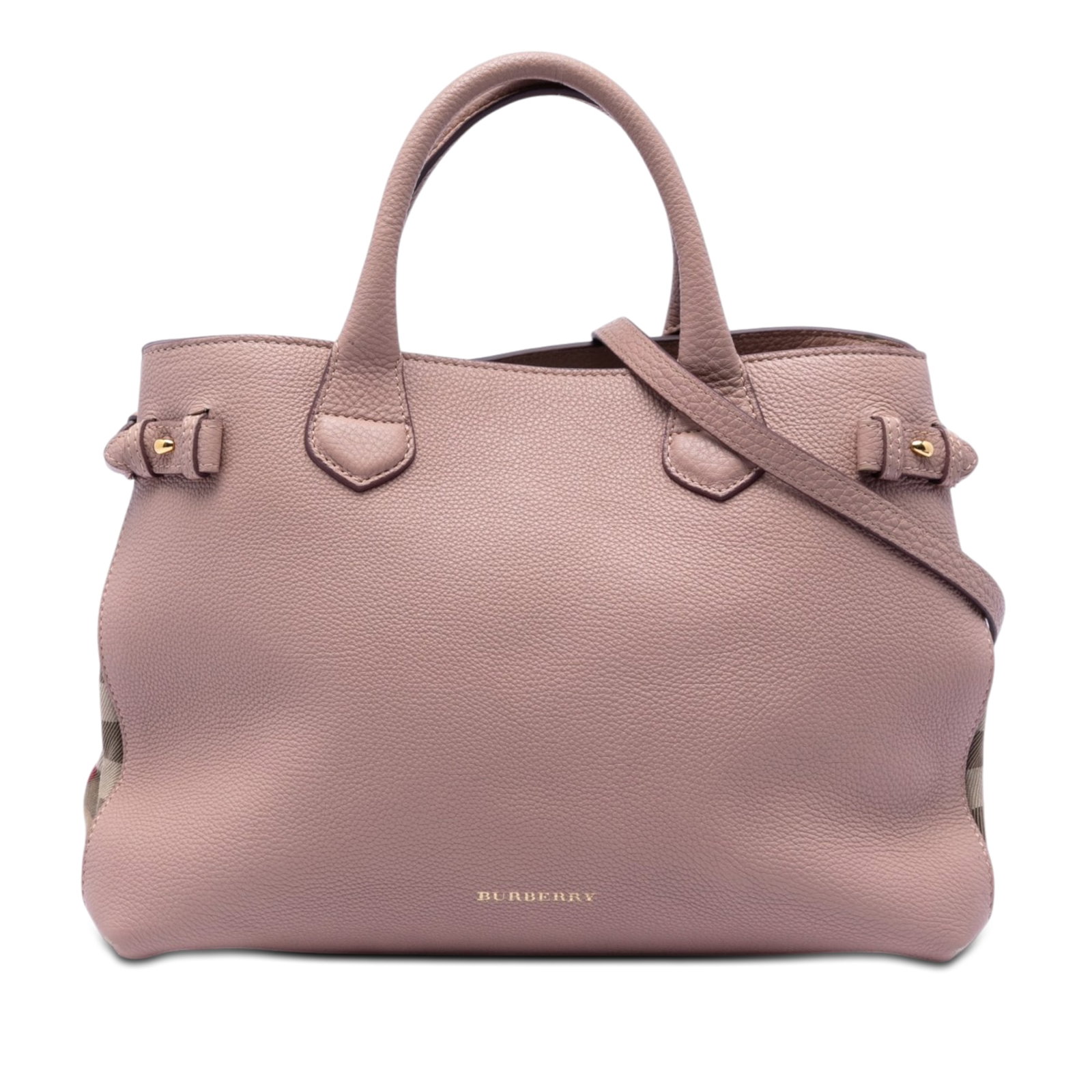 Burberry Banner Satchel Medium Calfskin House Check Pink Leather (1 of 6)