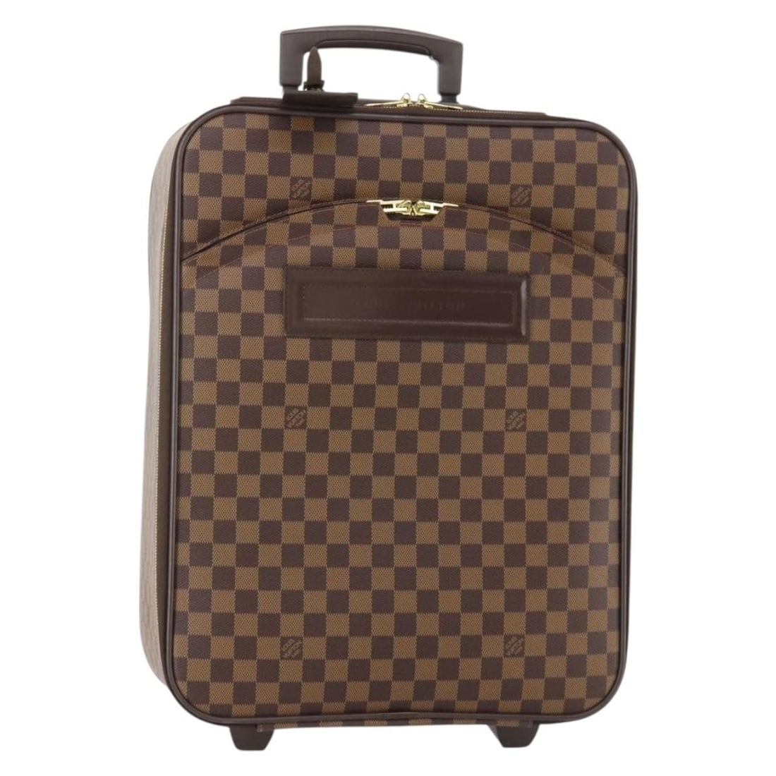Louis Vuitton Pegas 45 rolling trunk Damier Ebene canvas N23293: Louis Vuitton Pegas 45 rolling trunk Damier Ebene canvas N23293 Louis Vuitton Pegas 45 trunk in Damier Ebene canvas, made in France. This piece includes a name tag and shows heavy signs of use, includ