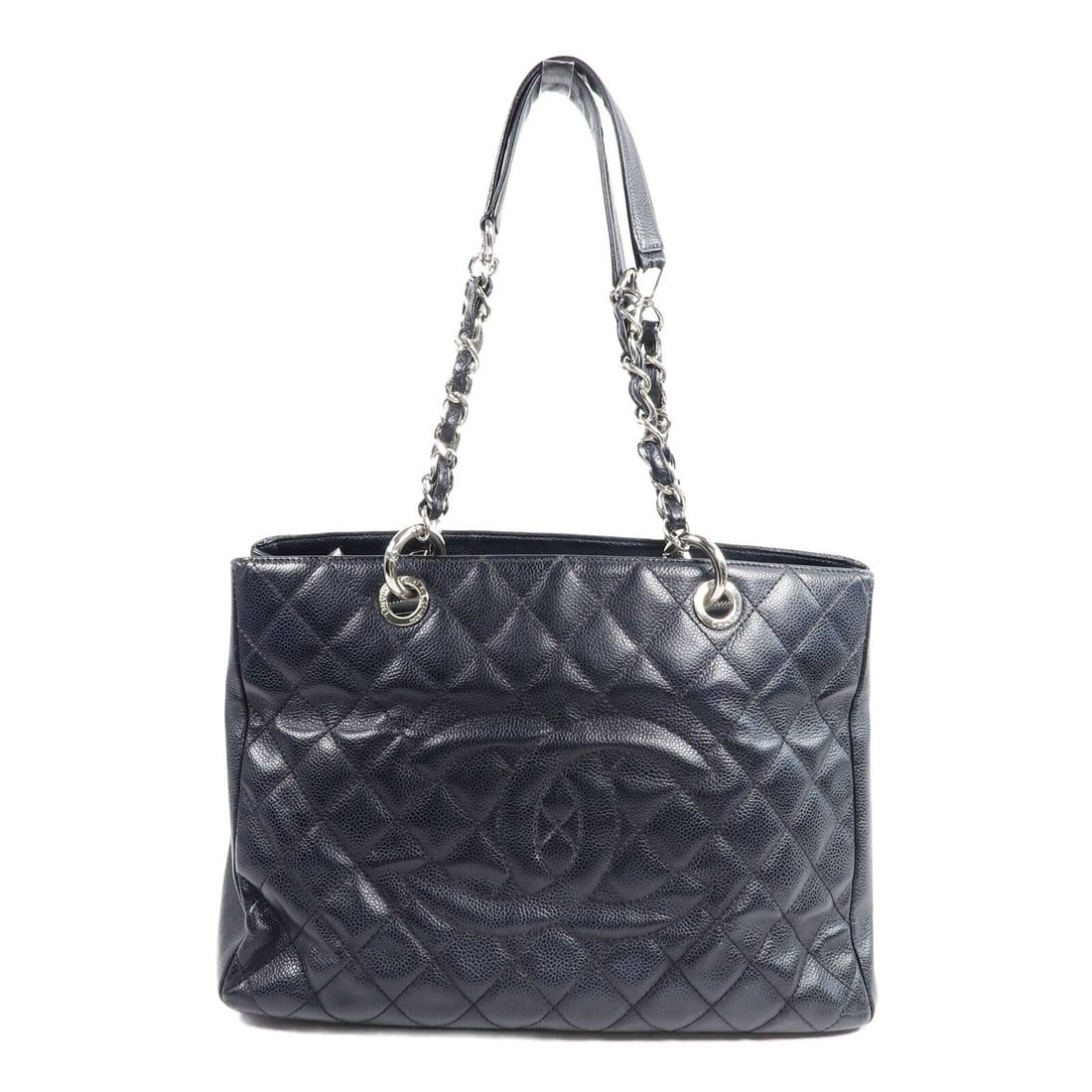CHANEL GST Grand Shopping Tote Shoulder Bag Black Calfskin CC SHW: CHANEL GST Grand Shopping Tote Shoulder Bag Black Calfskin CC SHW CHANEL Grand Shopping Tote shoulder bag in black calfskin leather with CC detailing and silver-tone hardware. This women's bag feature