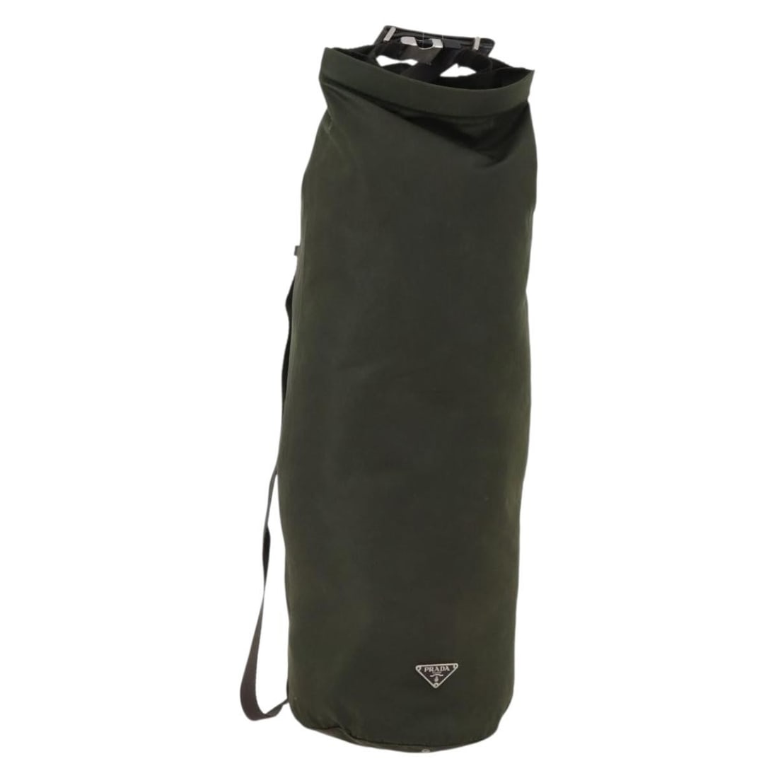 Prada Khaki Nylon Shoulder Bag with Silver Tone Hardware Italy: Prada Khaki Nylon Shoulder Bag with Silver Tone Hardware Italy This PRADA women's shoulder bag features a khaki nylon exterior with silver-tone accents. Crafted in Italy, the bag offers a practical an