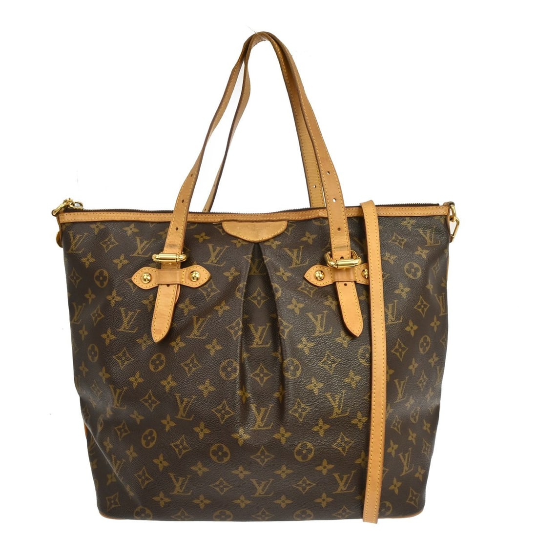 Louis Vuitton Palermo GM Monogram Canvas Tote with Shoulder Strap: Louis Vuitton Palermo GM Monogram Canvas Tote with Shoulder Strap Vintage Louis Vuitton Palermo GM 2-way tote bag in brown Monogram canvas and leather. This women's large tote features a buckle flap c