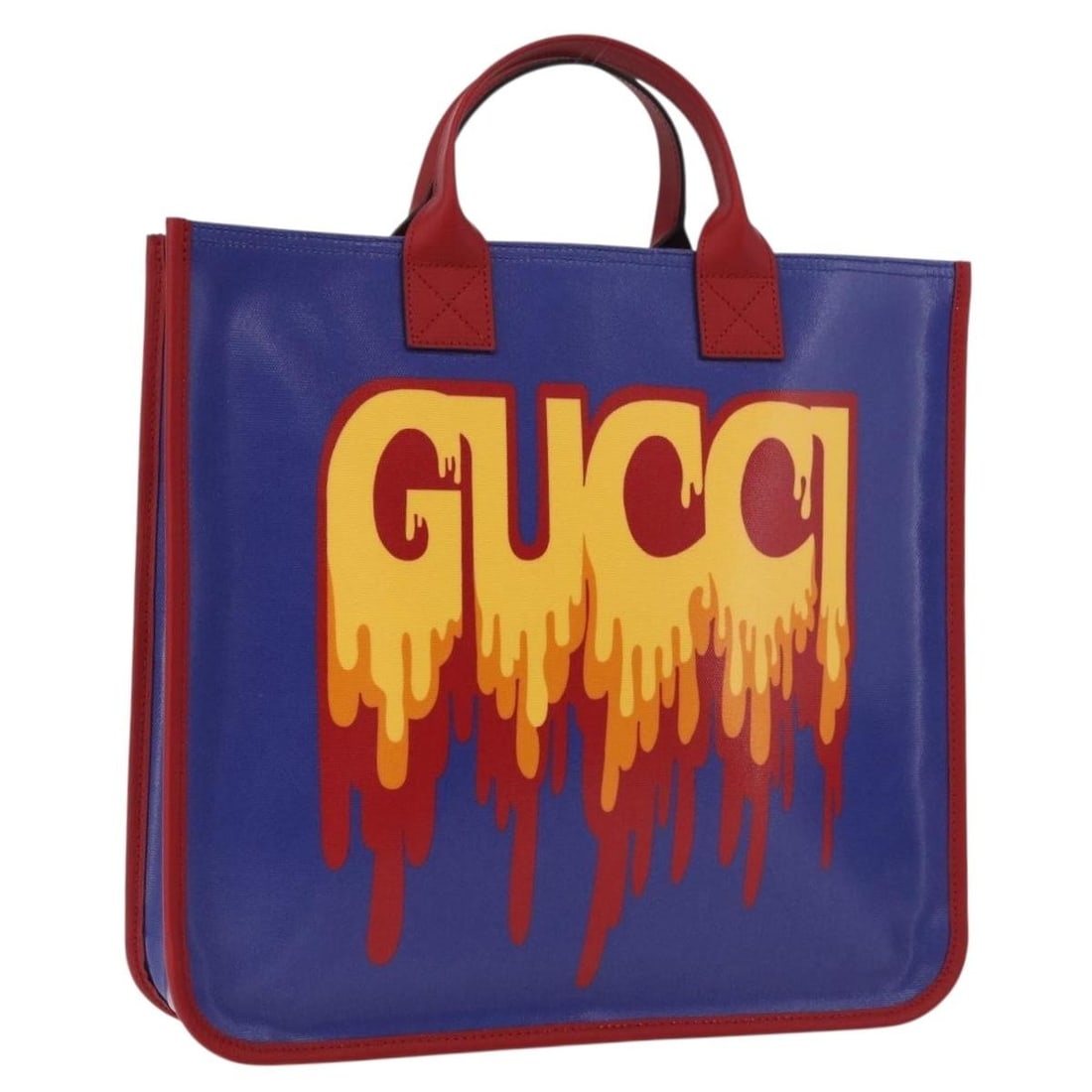 Gucci 550763 Blue Red PVC Leather Womens Hand Bag: Gucci 550763 Blue Red PVC Leather Womens Hand Bag Authentic Gucci women's handbag in blue and red PVC leather, complete with dust bag. Made in Italy, this handbag is noted as being in pristine conditi