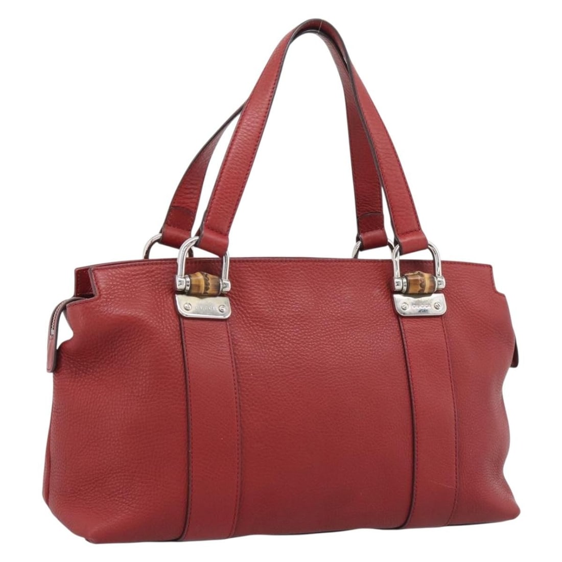 Gucci 355772 Red Leather Handbag Silver Tone Italy: Gucci 355772 Red Leather Handbag Silver Tone Italy Gucci red leather handbag for women, made in Italy. This handbag is offered without the original box or dust bag; only the item shown is included. Co
