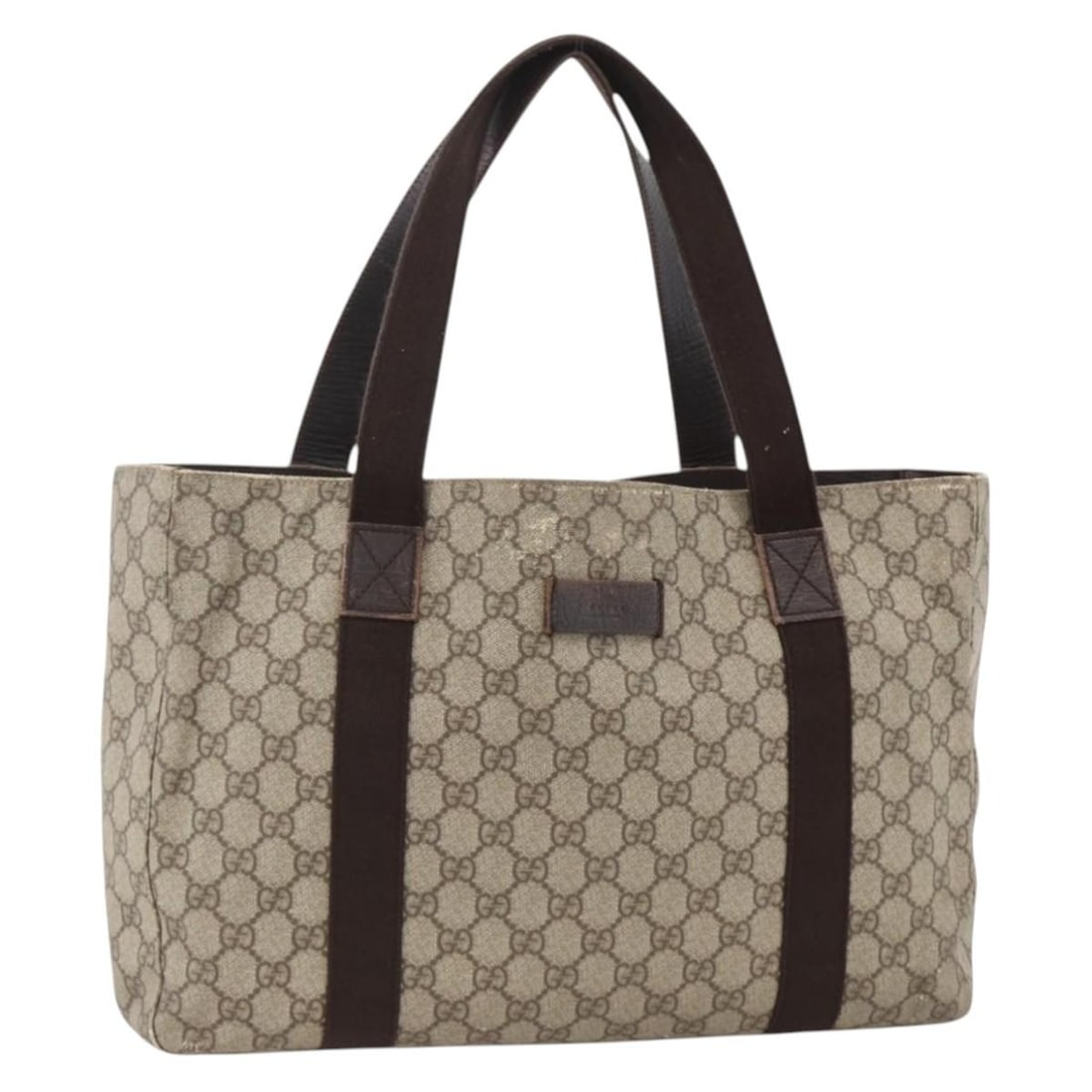 Beige GG Supreme Tote by Gucci Model 141624 Leather Canvas Italy: Beige GG Supreme Tote by Gucci Model 141624 Leather Canvas Italy This GUCCI GG Supreme Tote Bag features a beige leather and GG canvas exterior with dual handles. Designed for women, it offers a spaci
