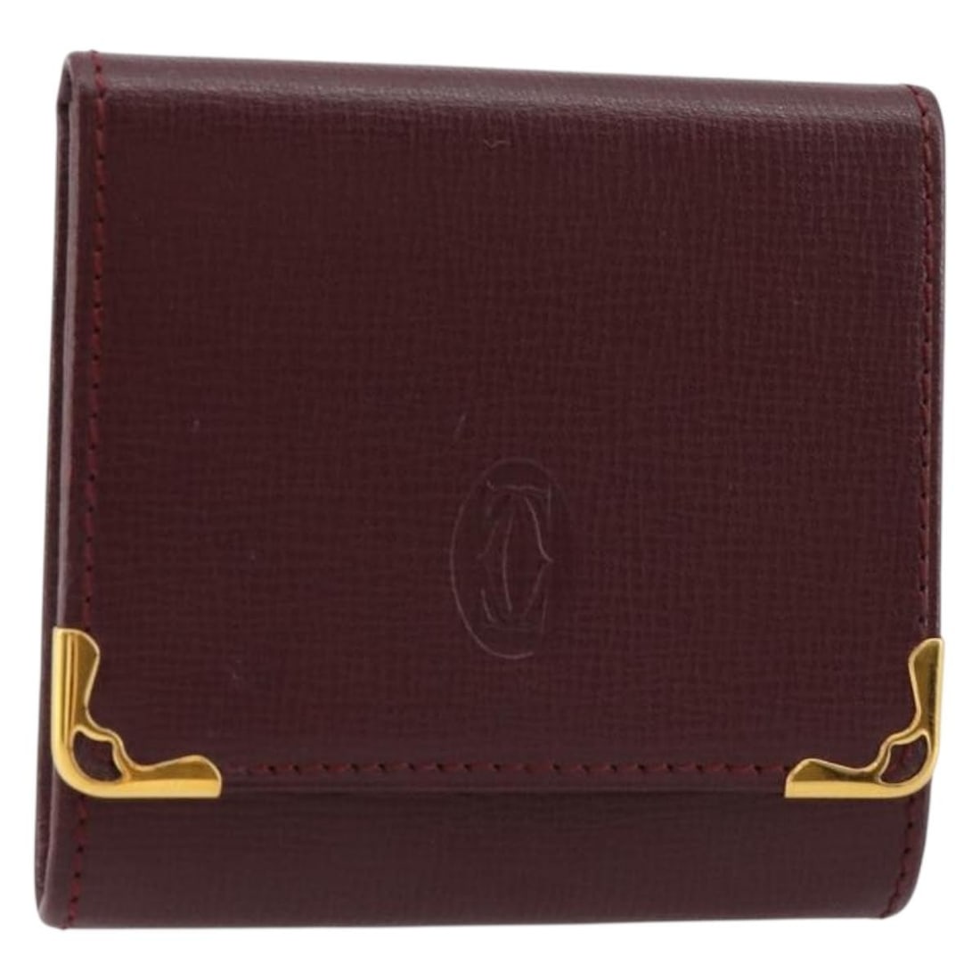 Cartier Must Line Leather Coin Purse Bordeaux Gold Tone: Cartier Must Line Leather Coin Purse Bordeaux Gold Tone Cartier Must Line coin purse in Bordeaux and gold leather, made in France. This compact women's coin purse measures approximately W 8 cm x H 7 c