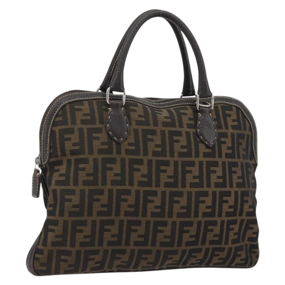 FENDI Zucca Canvas Tote Bag Black Brown Italy: FENDI Zucca Canvas Tote Bag Black Brown Italy Authentic Fendi Zucca canvas hand bag in black and brown. This women's bag is made in Italy and comes only with the item shown; the original box and dust 