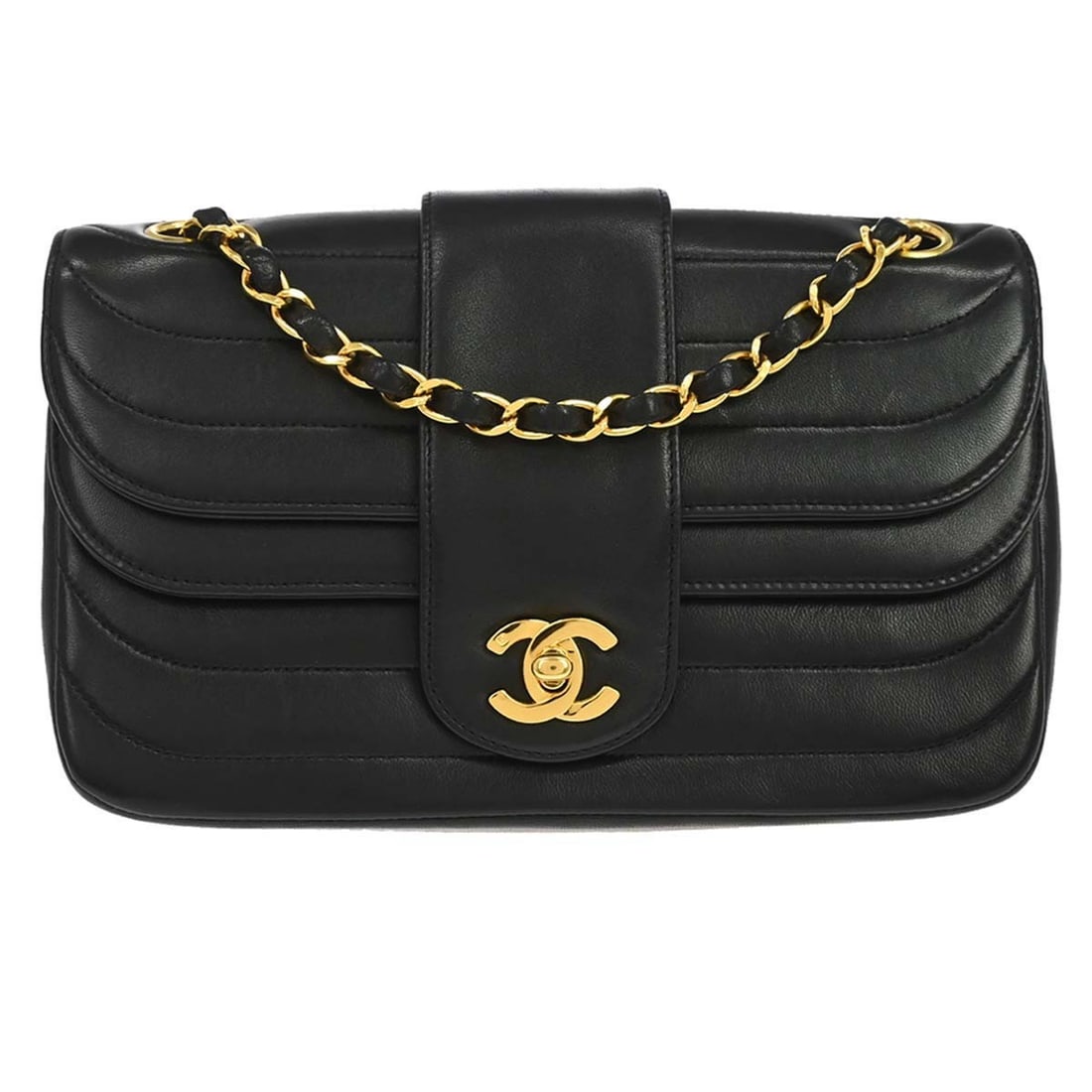 CHANEL Classic Double Flap Small Shoulder Bag Black Lambskin (1 of 15)